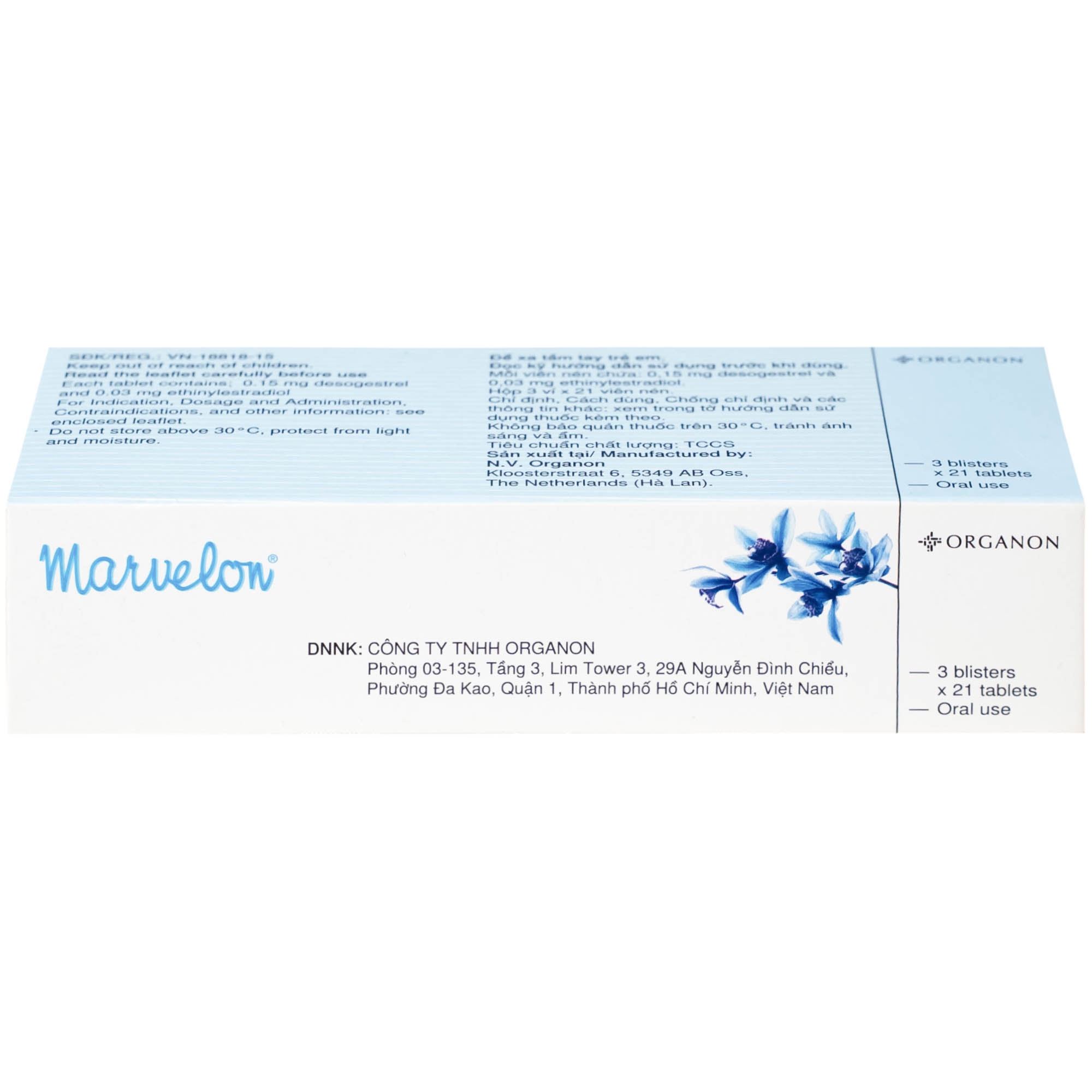 Hình ảnh Thuốc tránh thai Marvelon Organon (3 vỉ x 21 viên)