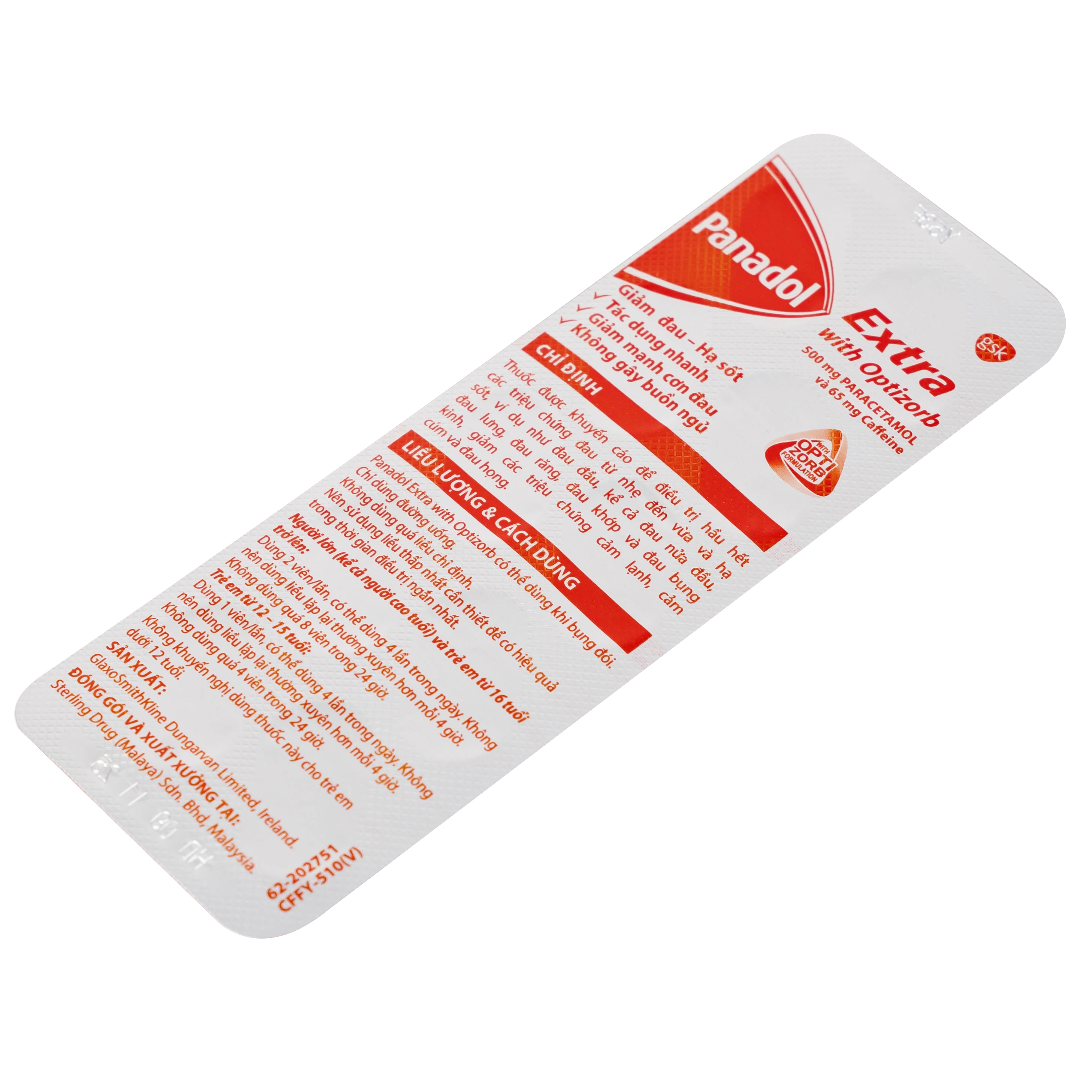 Hình ảnh Viên nén Panadol Extra With Optizorb GSK giảm đau, hạ sốt nhanh, không gây buồn ngủ (12 vỉ x 10 viên)