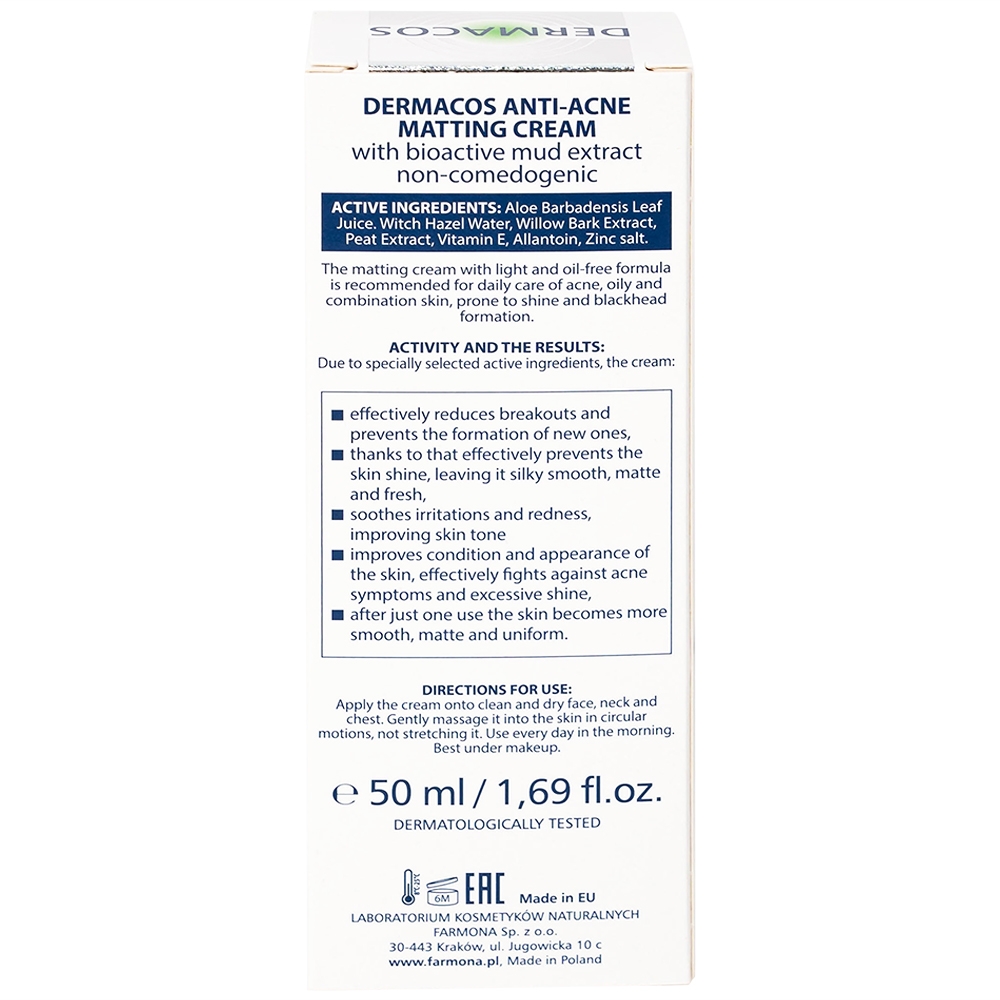 Hình ảnh Kem Dermacos Anti-Acne Matting Cream giảm nhờn, ngăn ngừa mụn (50ml)