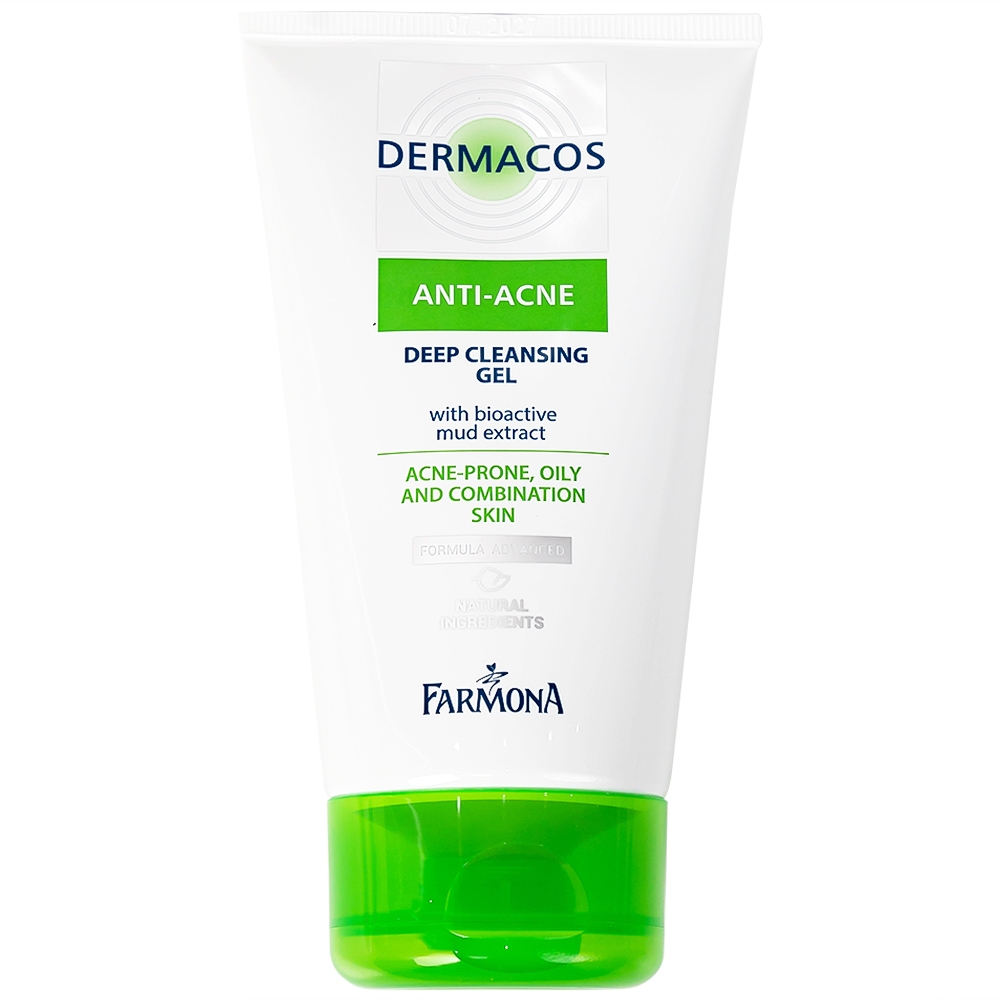 Hình ảnh Gel rửa sạch sâu ngừa mụn chứa bùn hoạt tính Dermacos Anti-Acne Deep Cleansing Gel giảm nhờn trên da (150ml)