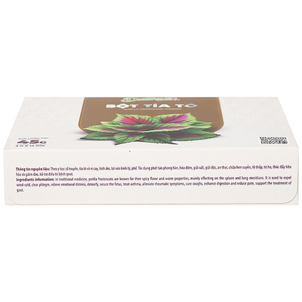 Hình ảnh Bột tía tô nguyên chất Datino 3g dùng cho phong hàn, hóa đờm, giải uất, giải độc (15 gói)
