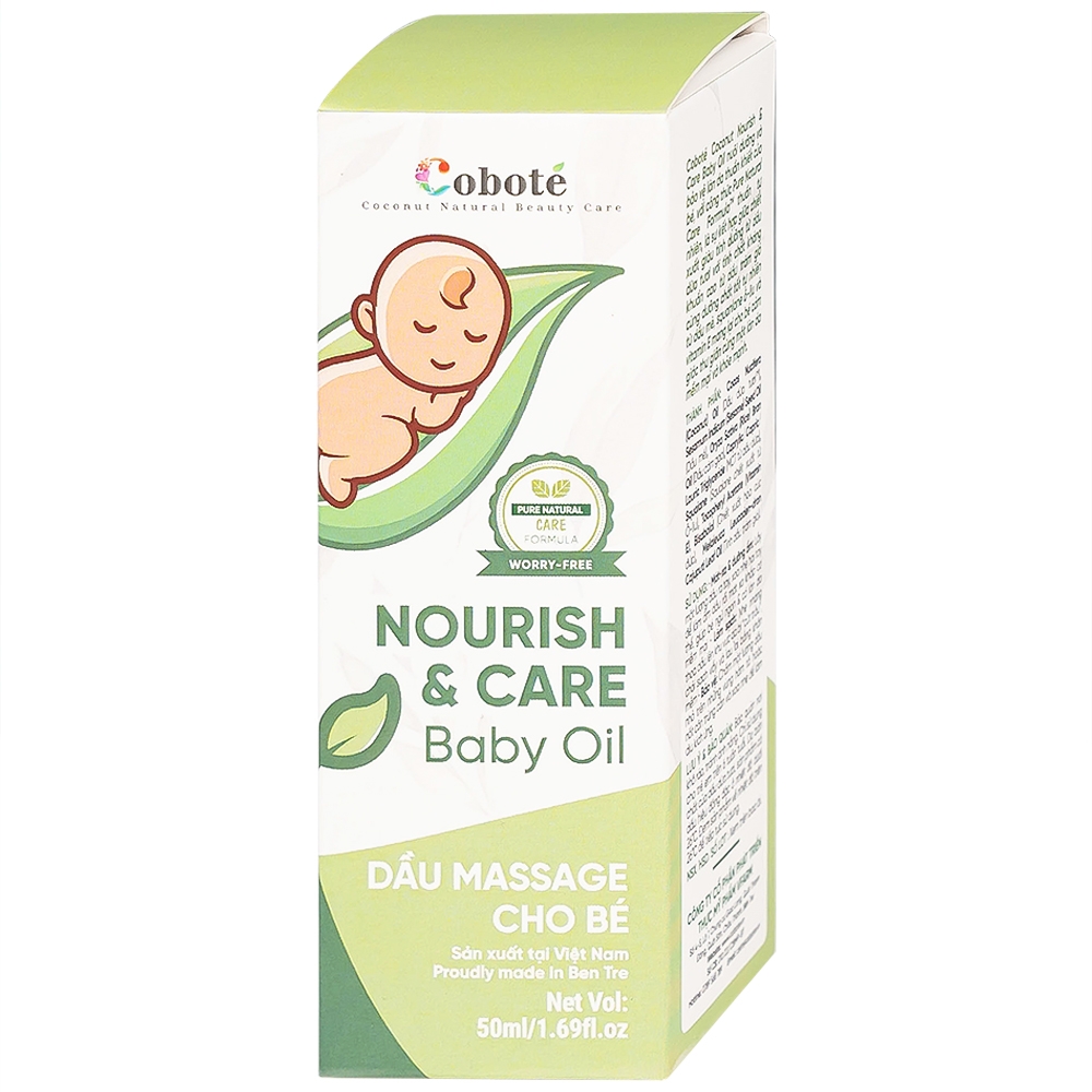Hình ảnh Dầu Massage Cho Bé Nourish & Care Baby Oil Coboté 50ml dưỡng ẩm, dịu vết công trùng cắn, giảm rôm sảy, cứt trâu