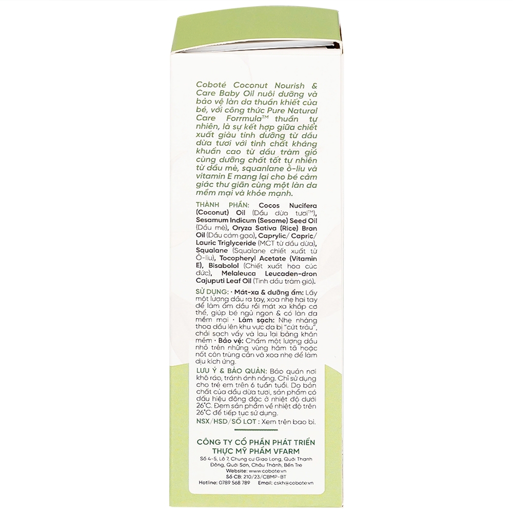 Hình ảnh Dầu Massage Cho Bé Nourish & Care Baby Oil Coboté 50ml dưỡng ẩm, dịu vết công trùng cắn, giảm rôm sảy, cứt trâu