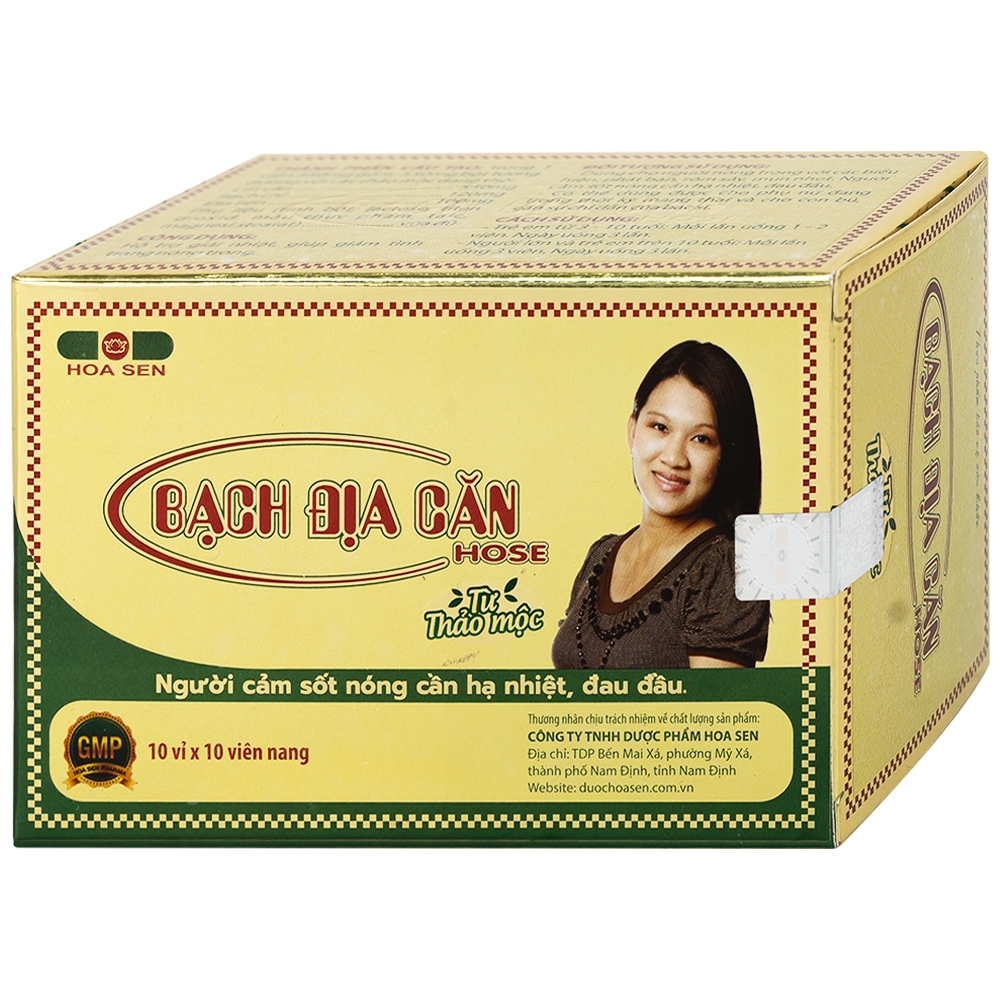 Hình ảnh Viên uống Bạch Địa Căn Hose Hoa Sen dùng cho người cảm sốt nóng cần hạ nhiệt, đau đầu (10 vỉ x 10 viên)