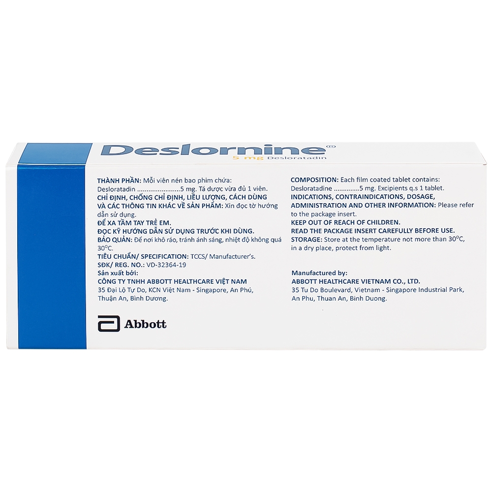 Hình ảnh Thuốc Deslornine Abbott 5mg Làm giảm các triệu chứng của viêm mũi dị ứng (3 vỉ x 10 viên)
