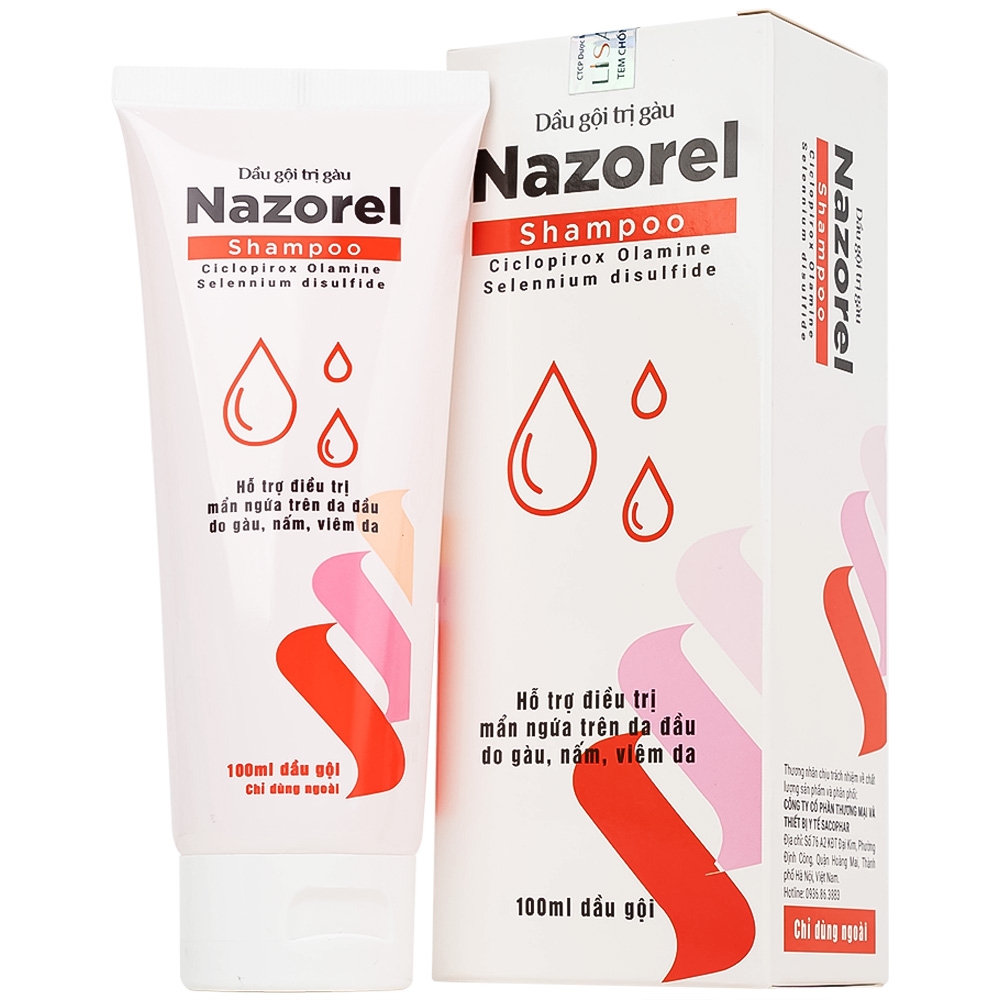Hình ảnh DẦU GỘI TRỊ GÀU NAZOREL SHAMPOO CICLOPIROX OLAMINE 100ML