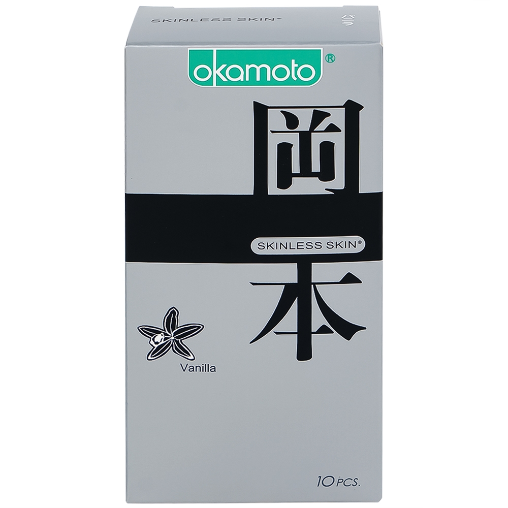 Hình ảnh Bao cao su Okamoto Skinless skin Vanilla mềm mại, dẻo dai (10 cái)