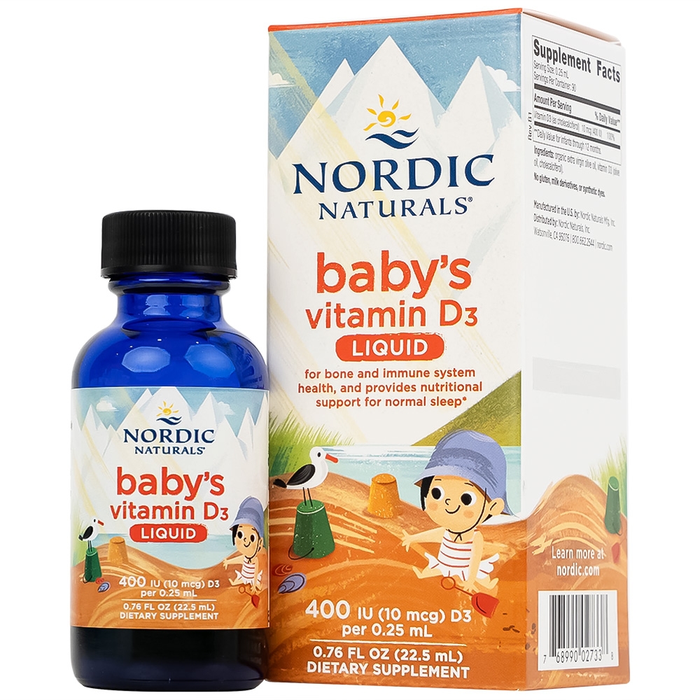 Hình ảnh Dung dịch Nordic Naturals Baby's Vitamin D3 22.5ml bổ sung Vitamin D, tăng cường hấp thu canxi vào xương