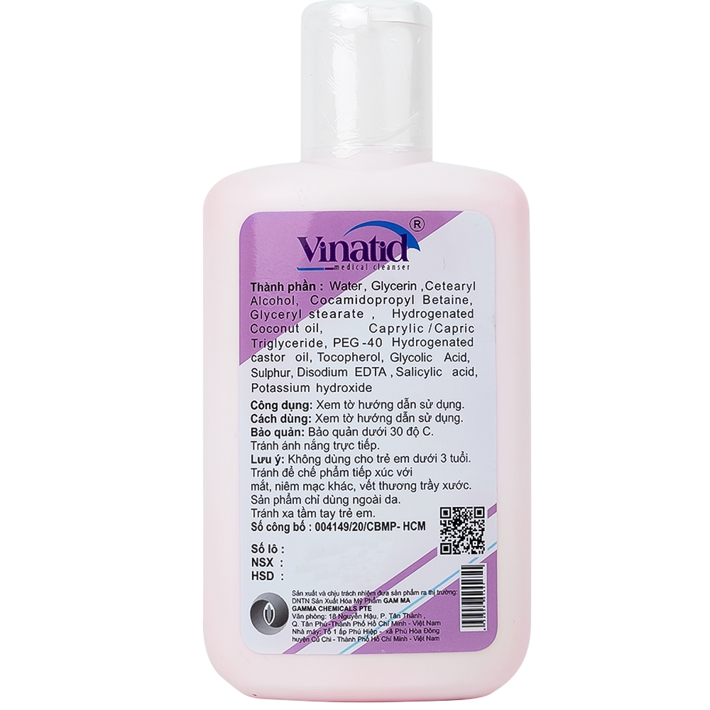 Hình ảnh Sữa rửa mặt Gamma Vinatid điều trị viêm da, mụn trứng cá (150ml)