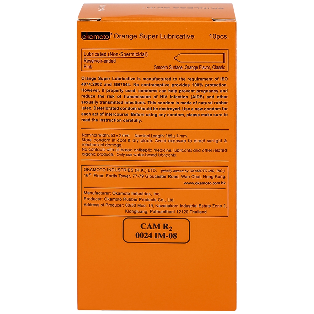 Hình ảnh Bao cao su Okamoto Skinless skin Orange mềm mại, dẻo dai (10 cái)