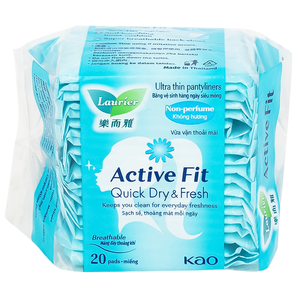 Hình ảnh Băng vệ sinh Laurier Active Fit Quick Dry And Fresh hàng ngày hút ẩm hiệu quả, không gây hầm hơi (20 miếng)
