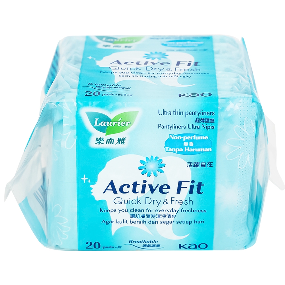 Hình ảnh Băng vệ sinh Laurier Active Fit Quick Dry And Fresh hàng ngày hút ẩm hiệu quả, không gây hầm hơi (20 miếng)