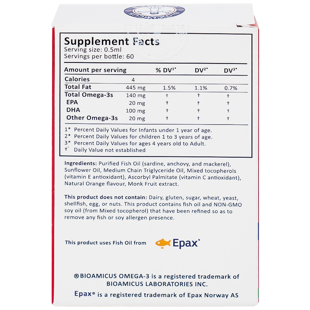 Hình ảnh Thực phẩm bảo vệ sức khỏe Bioamicus Omega-3 hỗ trợ tốt cho mắt và não (30ml)