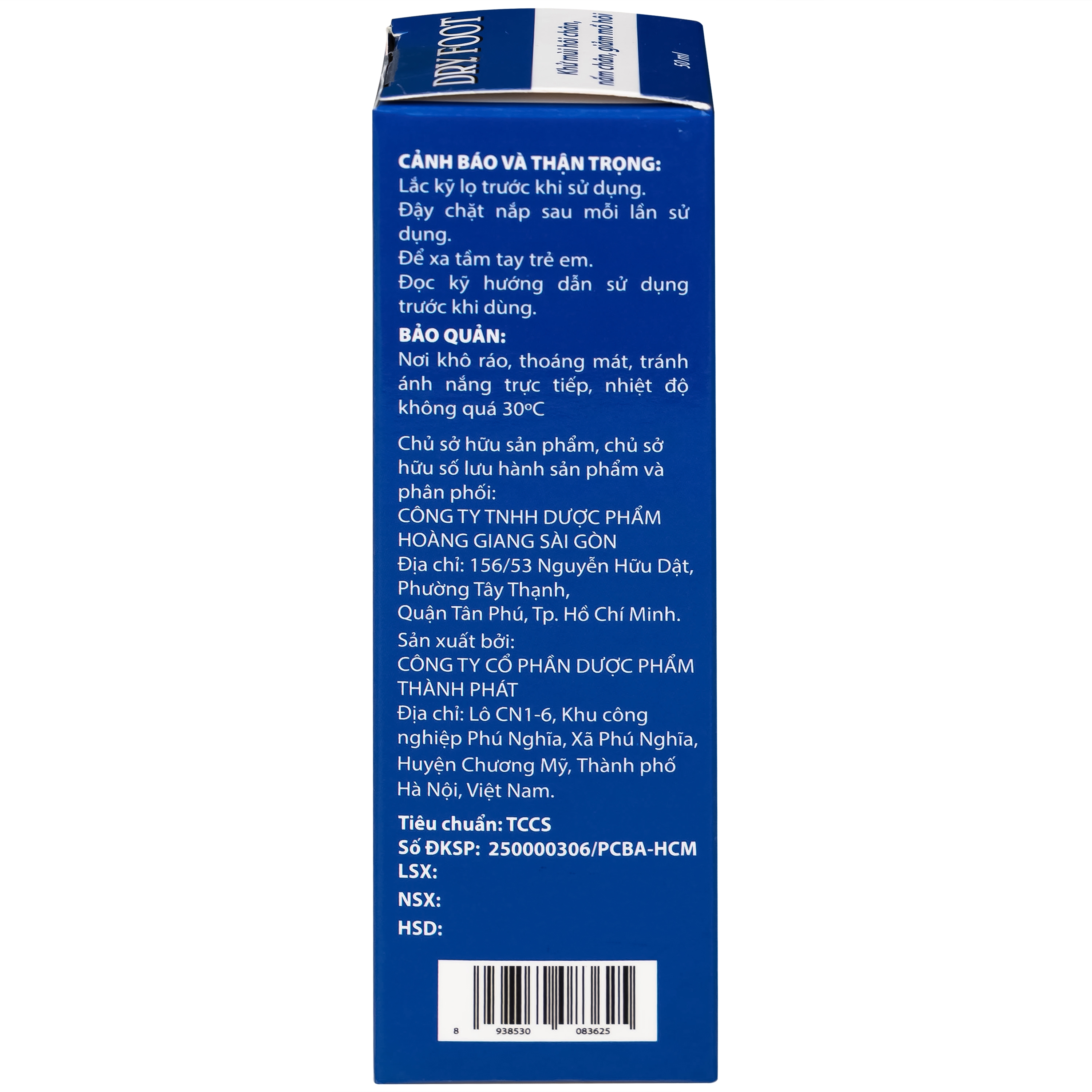 Hình ảnh Xịt khử mùi Dry foot HGSG 50ml giúp khử mùi và ngăn ngừa hôi chân, nấm chân, giảm mồ hôi