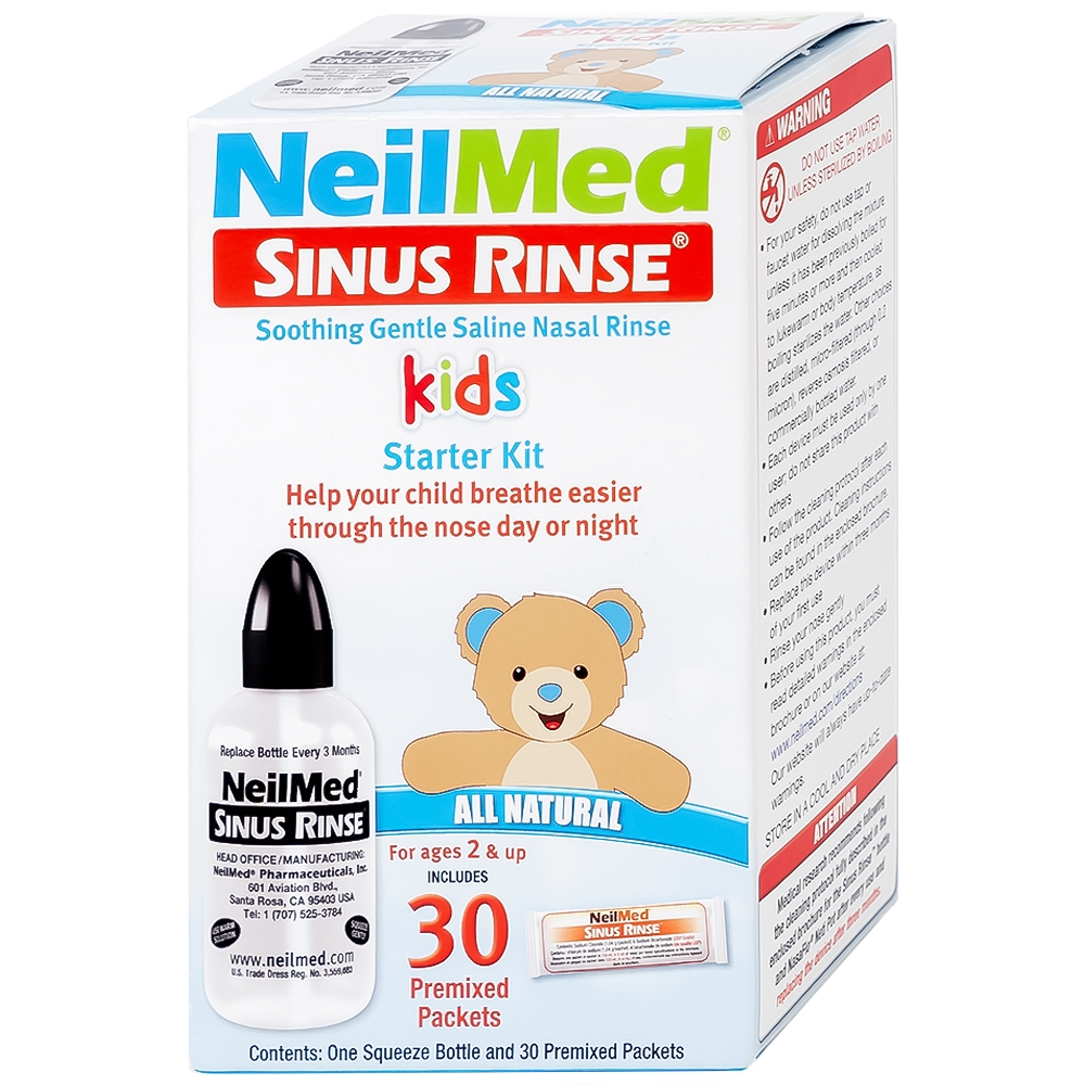 Hình ảnh Bộ vệ sinh mũi 1 bình + 30 gói NeilMed Sinus Rinse Kids vệ sinh mũi xoang cho trẻ 