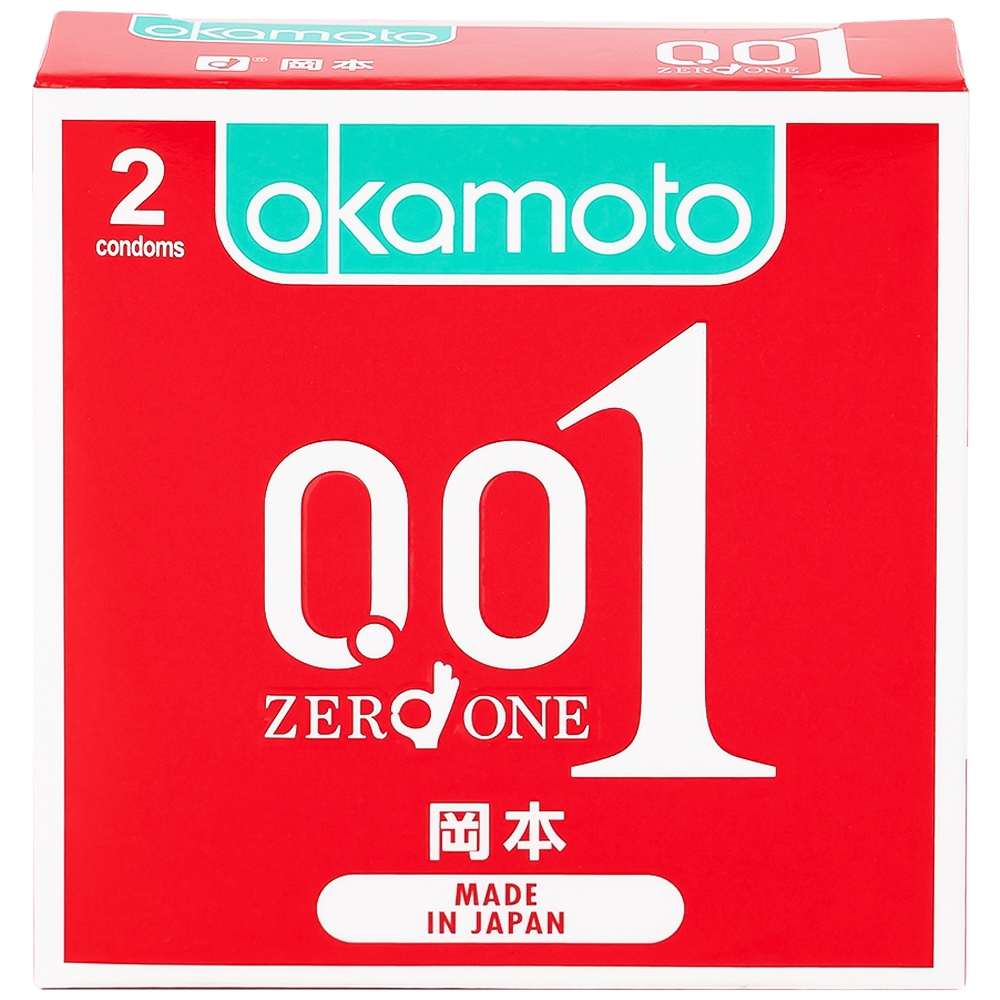 Hình ảnh Bao cao su Okamoto 0.01 PU phòng tránh thai, ngăn ngừa HIV và các bệnh lây qua đường tình dục (2 cái)