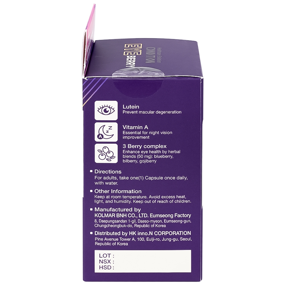 Hình ảnh Thực phẩm bảo vệ sức khỏe Condition EYE Berry Kolmar hỗ trợ tăng cường thị lực cho mắt (6 vỉ x 10 viên)
