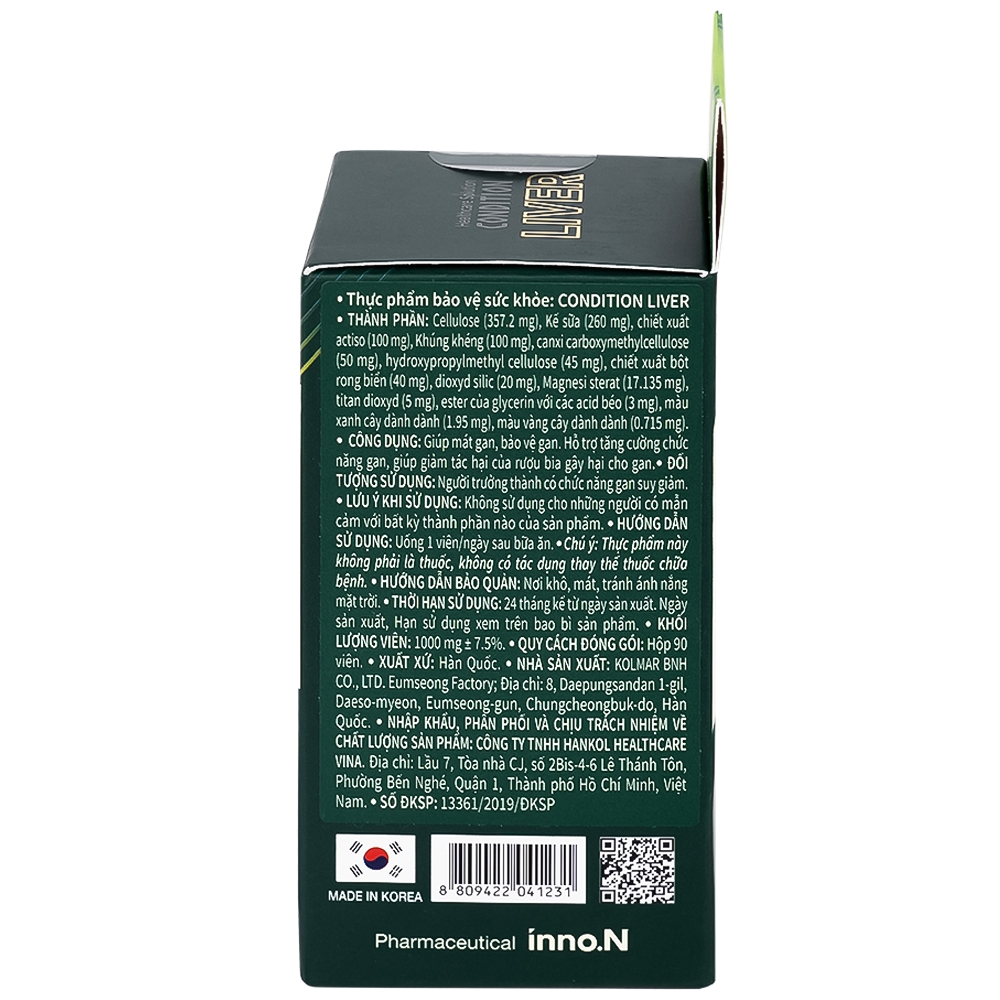 Hình ảnh Thực phẩm bảo vệ sức khỏe Condition Liver Kolmar giúp mát gan, bảo vệ gan (90 viên)