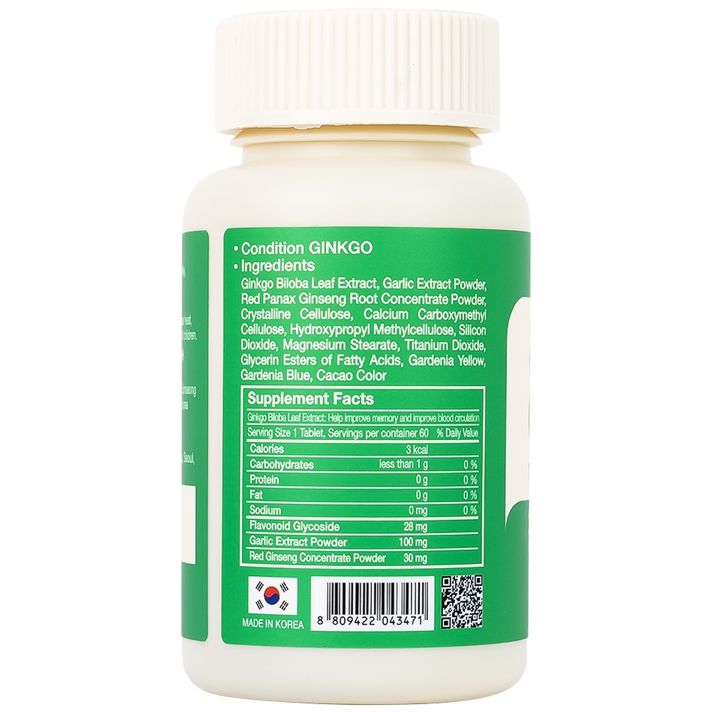 Hình ảnh Thực phẩm bảo vệ sức khỏe Condition Ginkgo Kolmar hỗ trợ tăng bổ não cải thiện trí nhớ (60 viên)