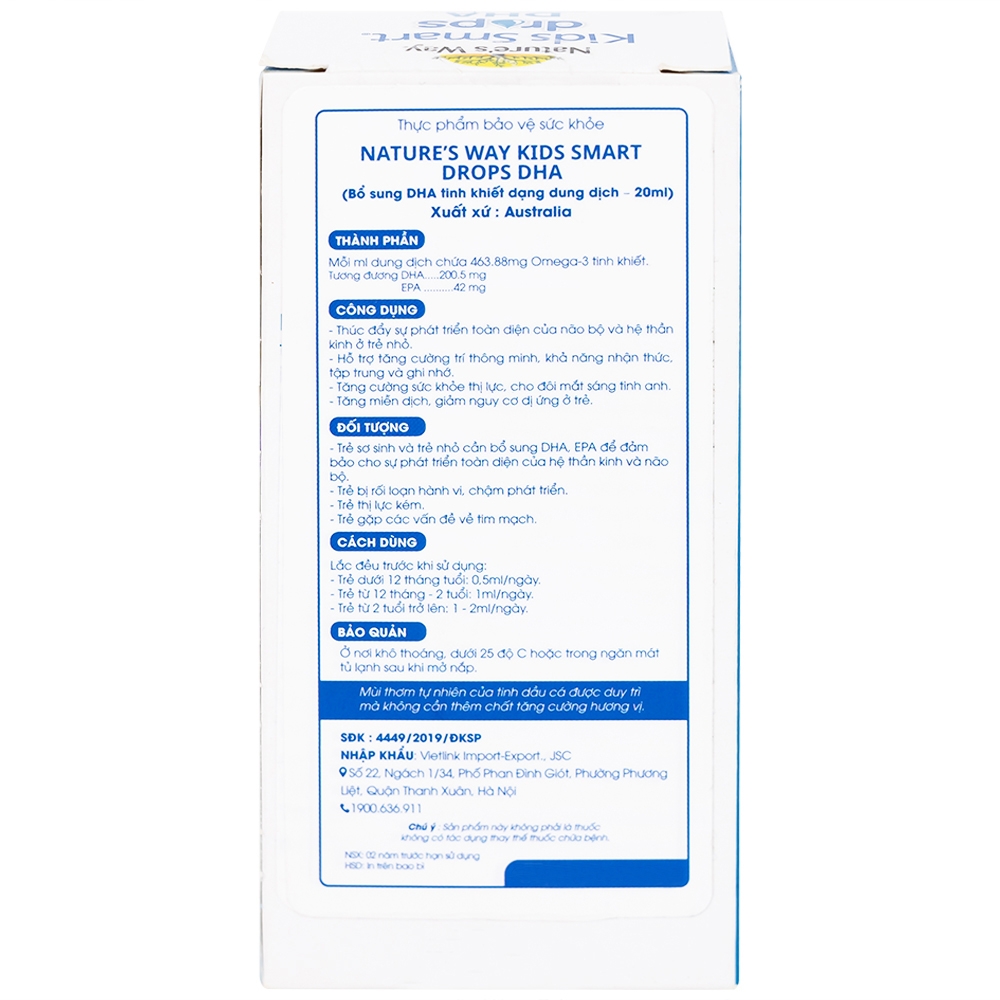 Hình ảnh Siro Kids Smart Drops DHA 20ml Nature's Way thúc đẩy sự phát triển của não bộ và hệ thần kinh ở trẻ nhỏ