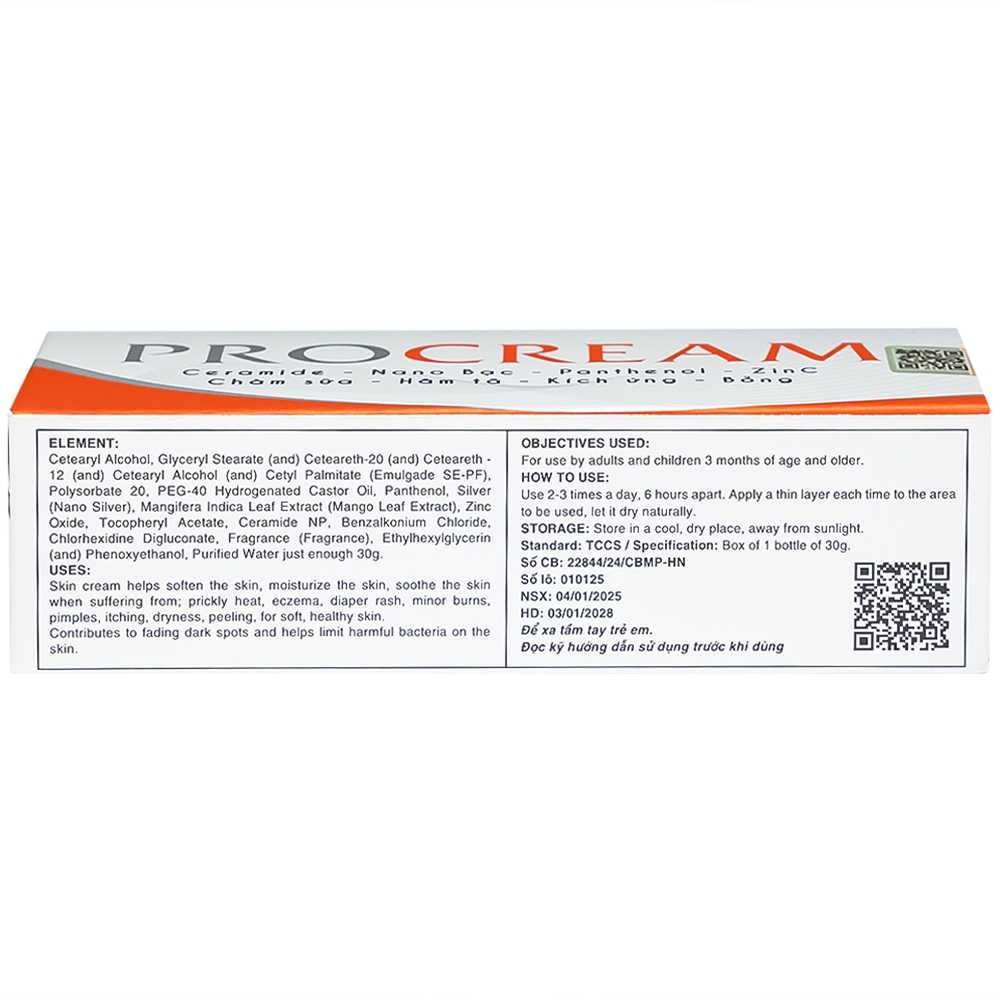 Hình ảnh Kem bôi Procream giảm tình trạng chàm sữa, hăm tã, kích ứng, bỏng (30g)