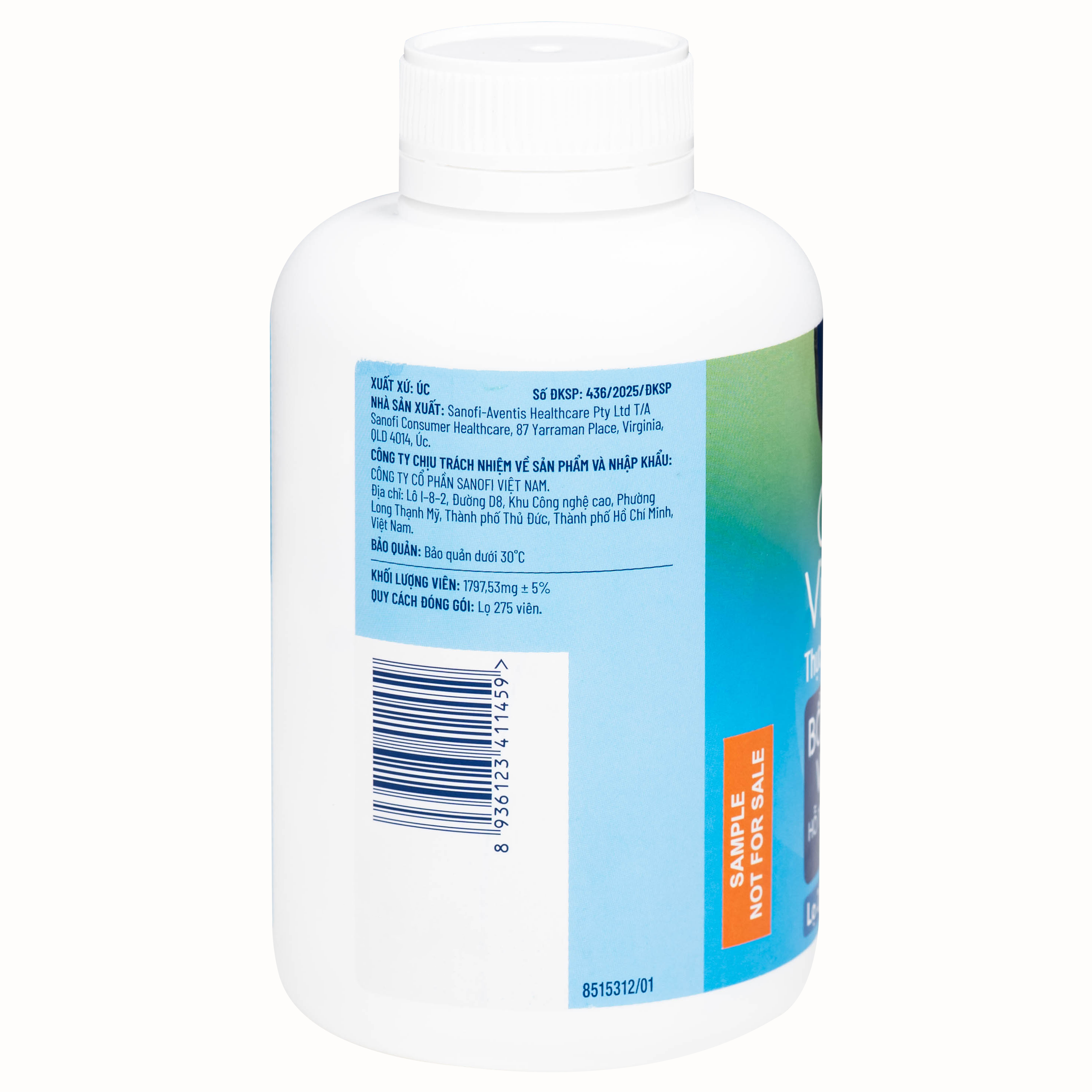 Hình ảnh Viên uống Ostelin Calcium & Vitamin D3 Sanofi giúp tăng hấp thụ canxi, duy trì xương và răng chắc khỏe (275 viên)