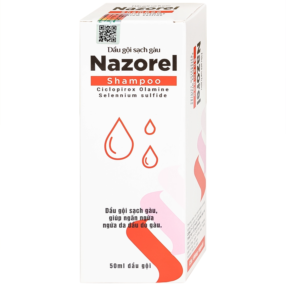 Hình ảnh Dầu gội trị gàu Nazorel 50ml hỗ trợ điều trị mẩn ngứa da đầu do gàu và nấm, viêm da