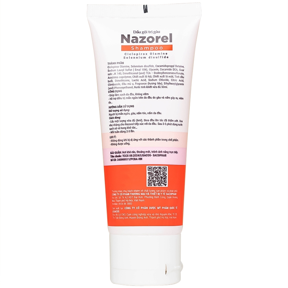 Hình ảnh Dầu gội trị gàu Nazorel 50ml hỗ trợ điều trị mẩn ngứa da đầu do gàu và nấm, viêm da