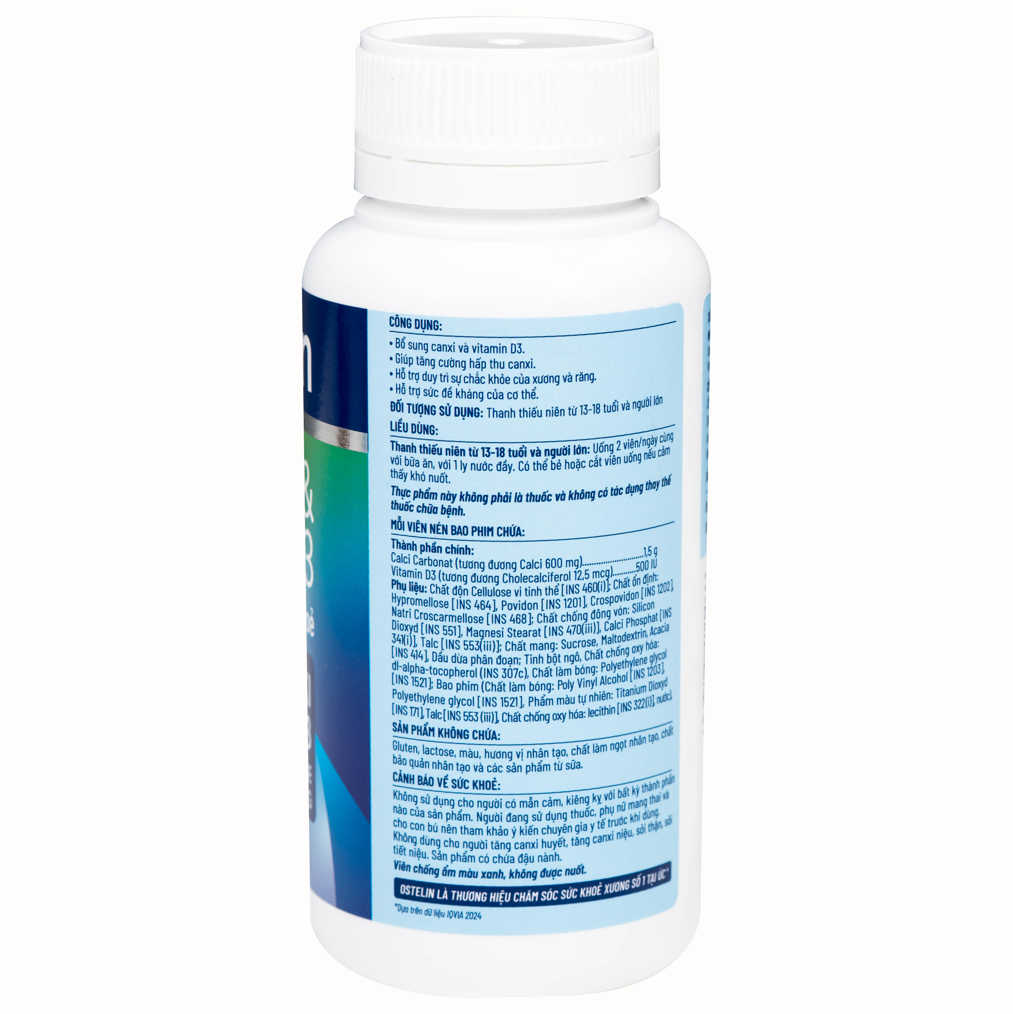 Hình ảnh Viên uống Ostelin Calcium & Vitamin D3 Sanofi giúp tăng hấp thụ canxi, duy trì xương và răng chắc khỏe (130 viên)