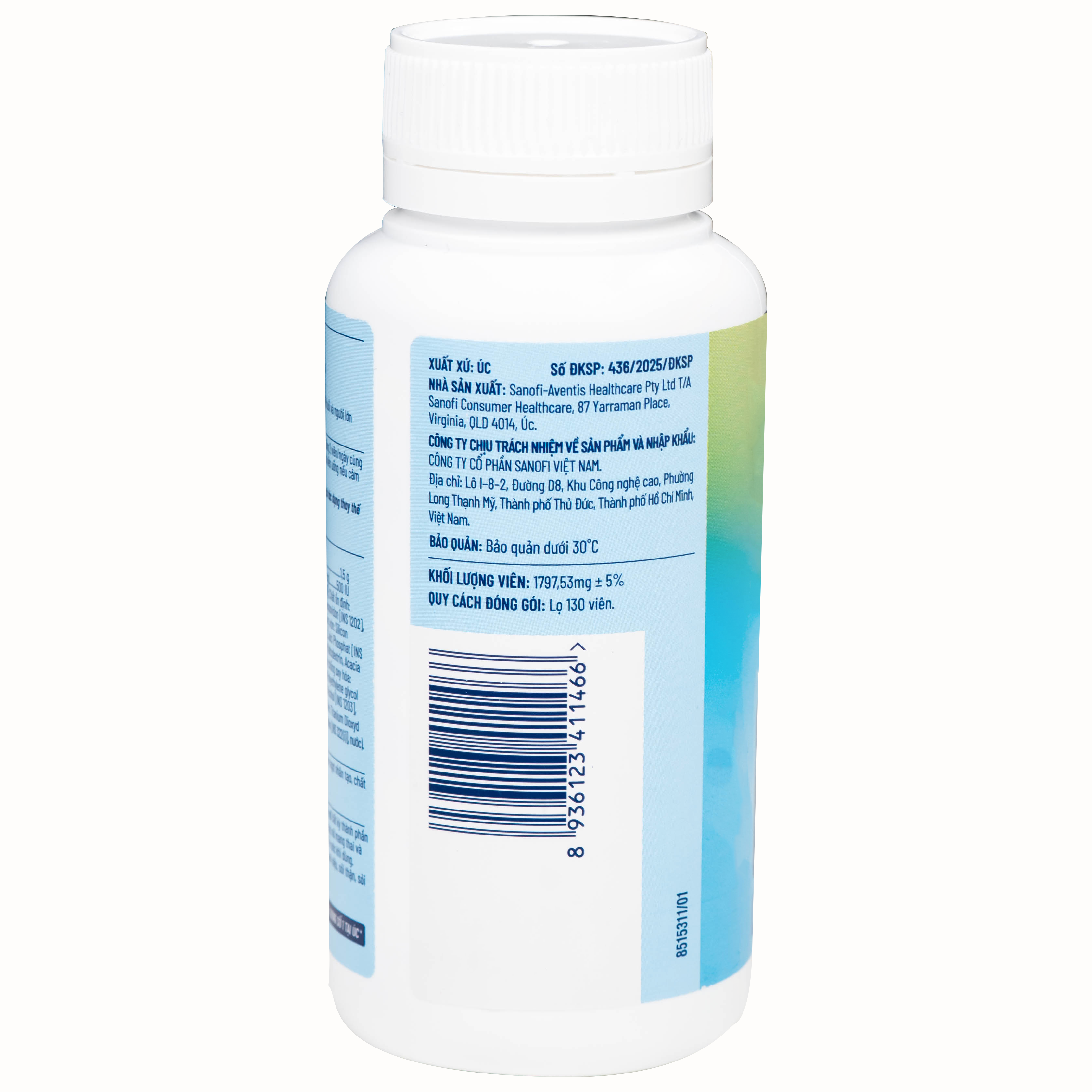 Hình ảnh Viên uống Ostelin Calcium & Vitamin D3 Sanofi giúp tăng hấp thụ canxi, duy trì xương và răng chắc khỏe (130 viên)