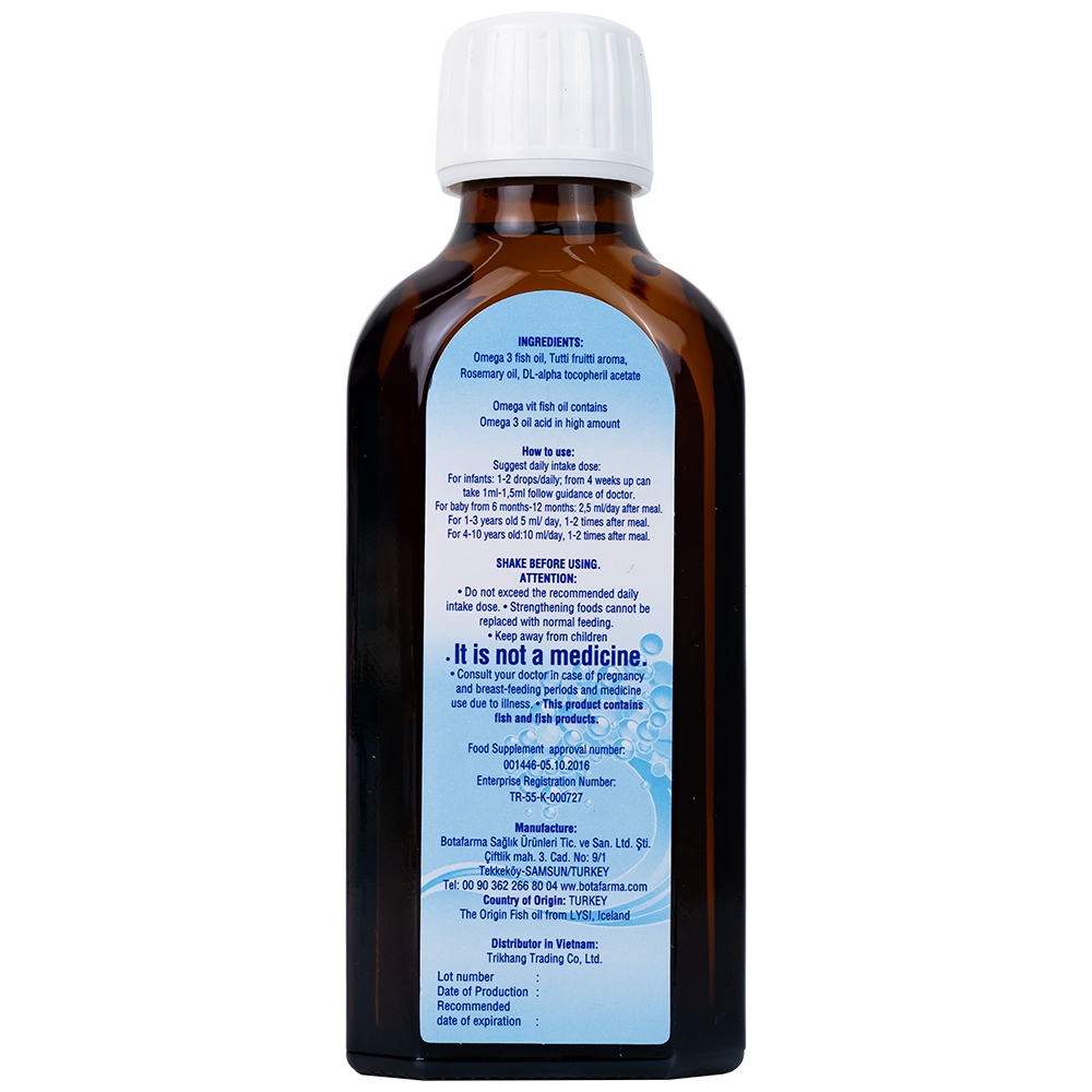 Hình ảnh Thực phẩm bảo vệ sức khỏe Omega Vit Botafarma hỗ trợ tăng khả năng chống oxy hóa, tốt cho não bộ và mắt (100ml)