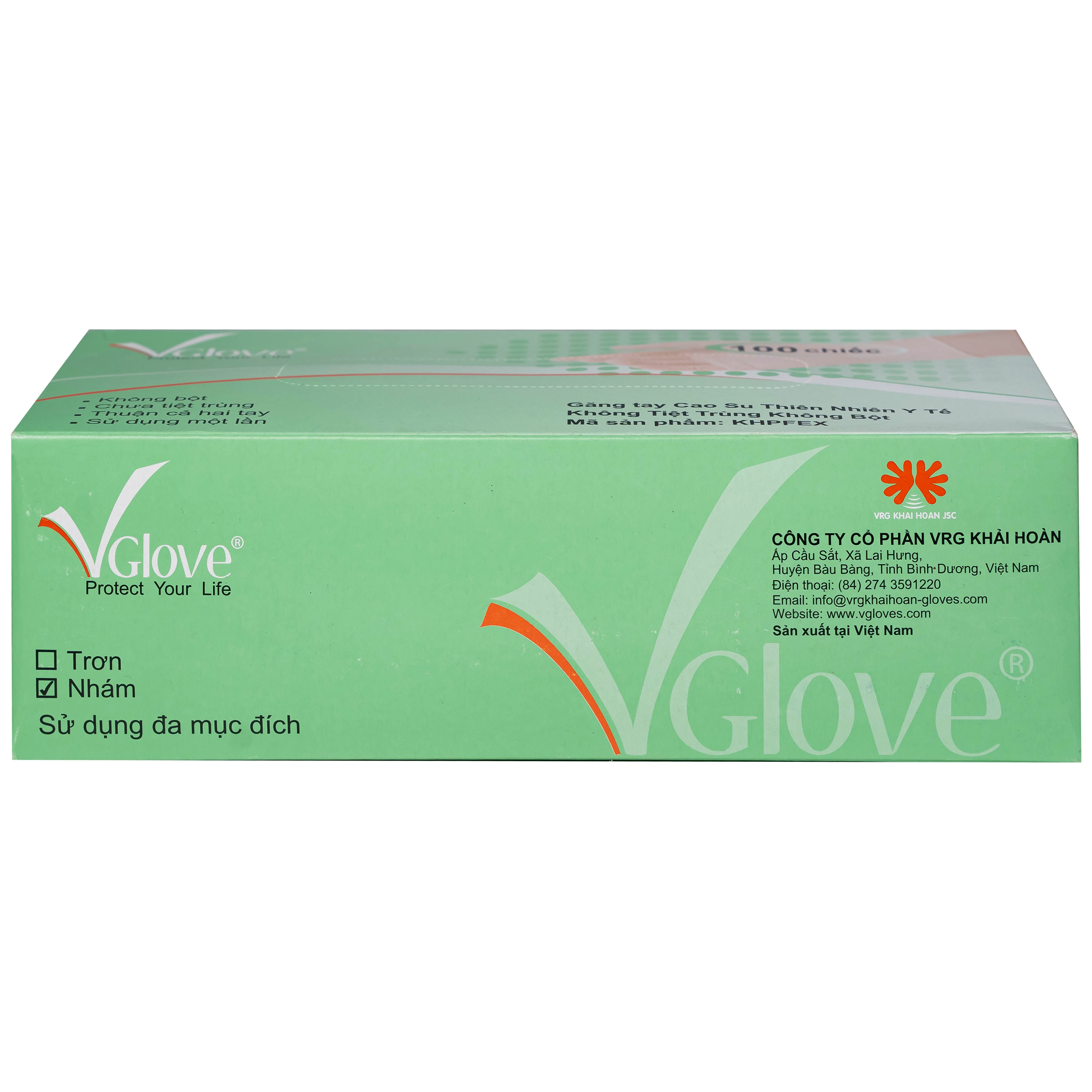 Hình ảnh Găng tay cao su y tế nhám không bột VGlove Size L (100 cái)
