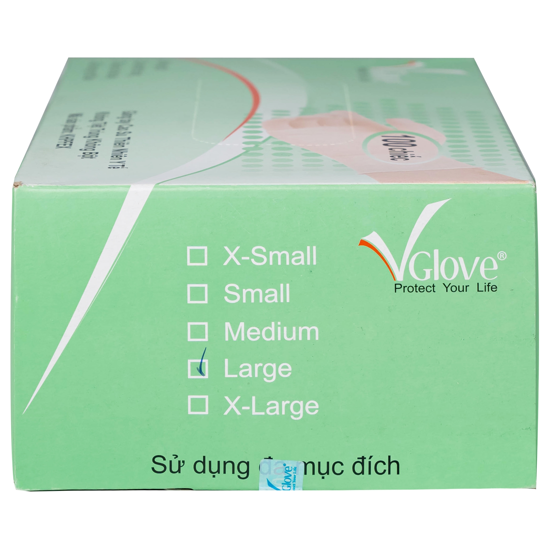 Hình ảnh Găng tay cao su y tế nhám không bột VGlove Size L (100 cái)