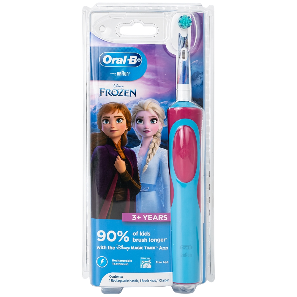 Hình ảnh Bàn chải đánh răng trẻ em sạc điện Oral-B Vitality D12 Disney Frozen giúp làm sạch mảng bám trên răng một cách toàn diện