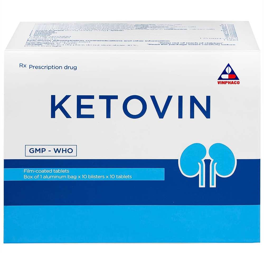 Hình ảnh Thuốc Ketovin Vinphaco phòng ngừa và điều trị rối loạn chuyển hóa protein trong suy thận mạn (10 vỉ x 10 viên)