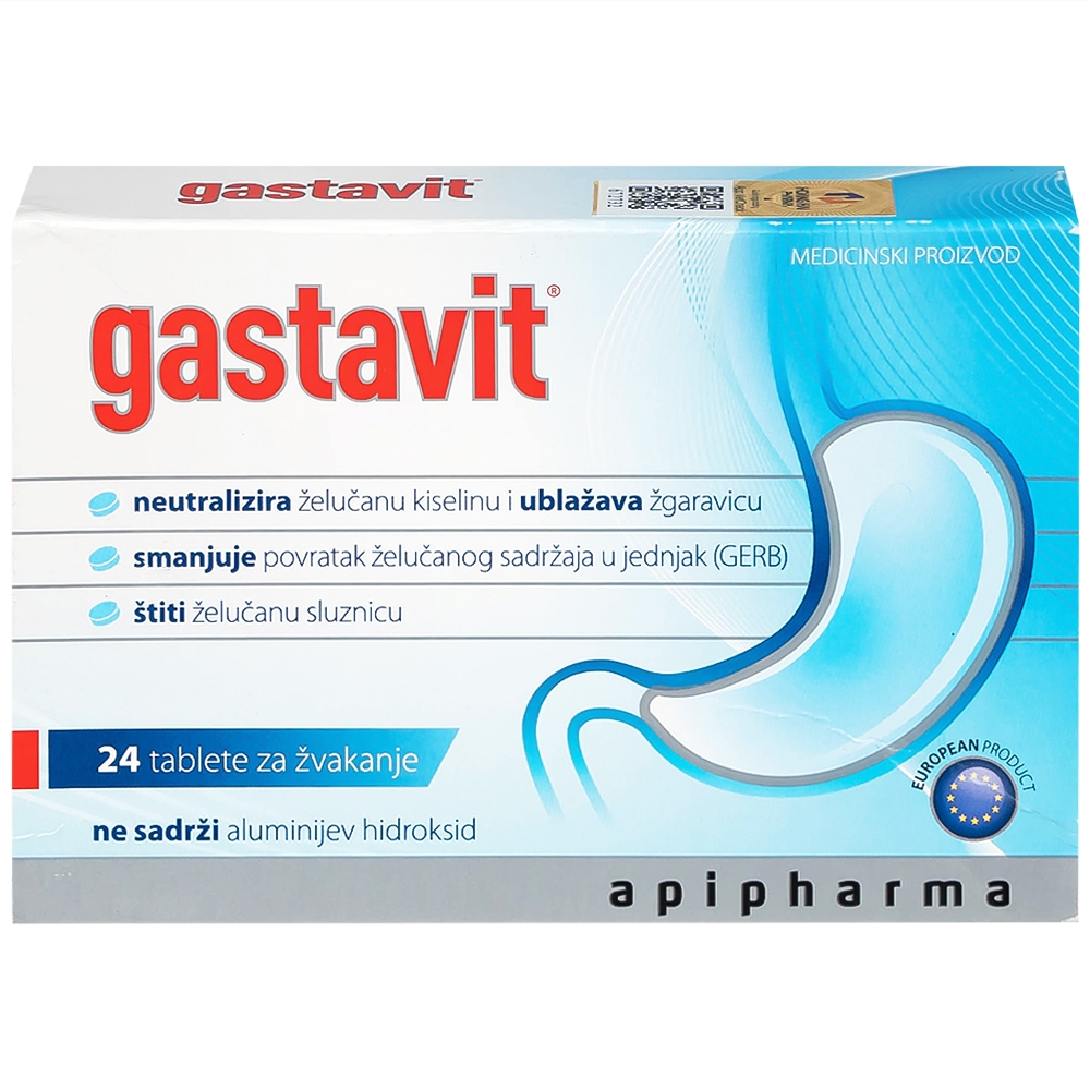 Hình ảnh Viên nhai Gastavit Apipharma dùng cho trào ngược dạ dày thực quản (24 viên)