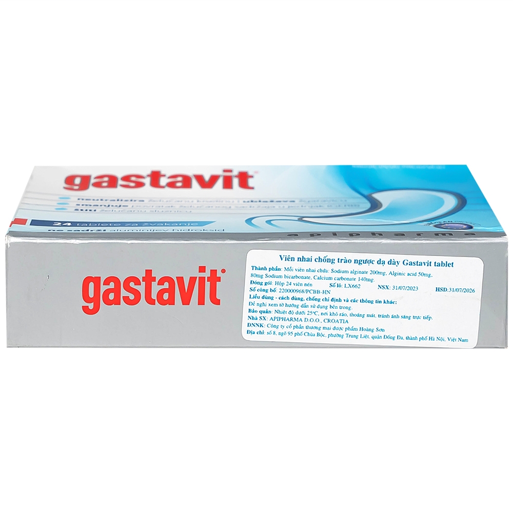 Hình ảnh Viên nhai Gastavit Apipharma dùng cho trào ngược dạ dày thực quản (24 viên)