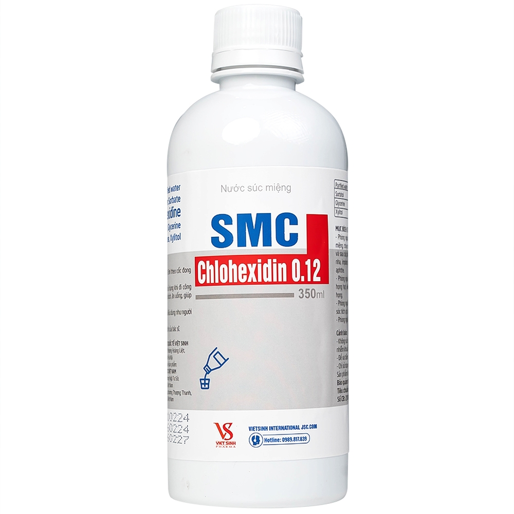 Hình ảnh Nước súc miệng SMC Chlohexidin 0.12 Việt Sinh Pharma phòng ngừa và điều trị viêm nướu, viêm nha chu (350ml)