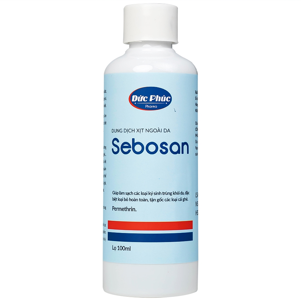Hình ảnh Dung dịch xịt ngoài da Sebosan 100ml Đức Phúc vệ sinh, làm sạch các loại ký sinh trùng khỏi da