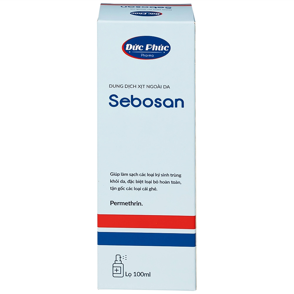 Hình ảnh Dung dịch xịt ngoài da Sebosan 100ml Đức Phúc vệ sinh, làm sạch các loại ký sinh trùng khỏi da