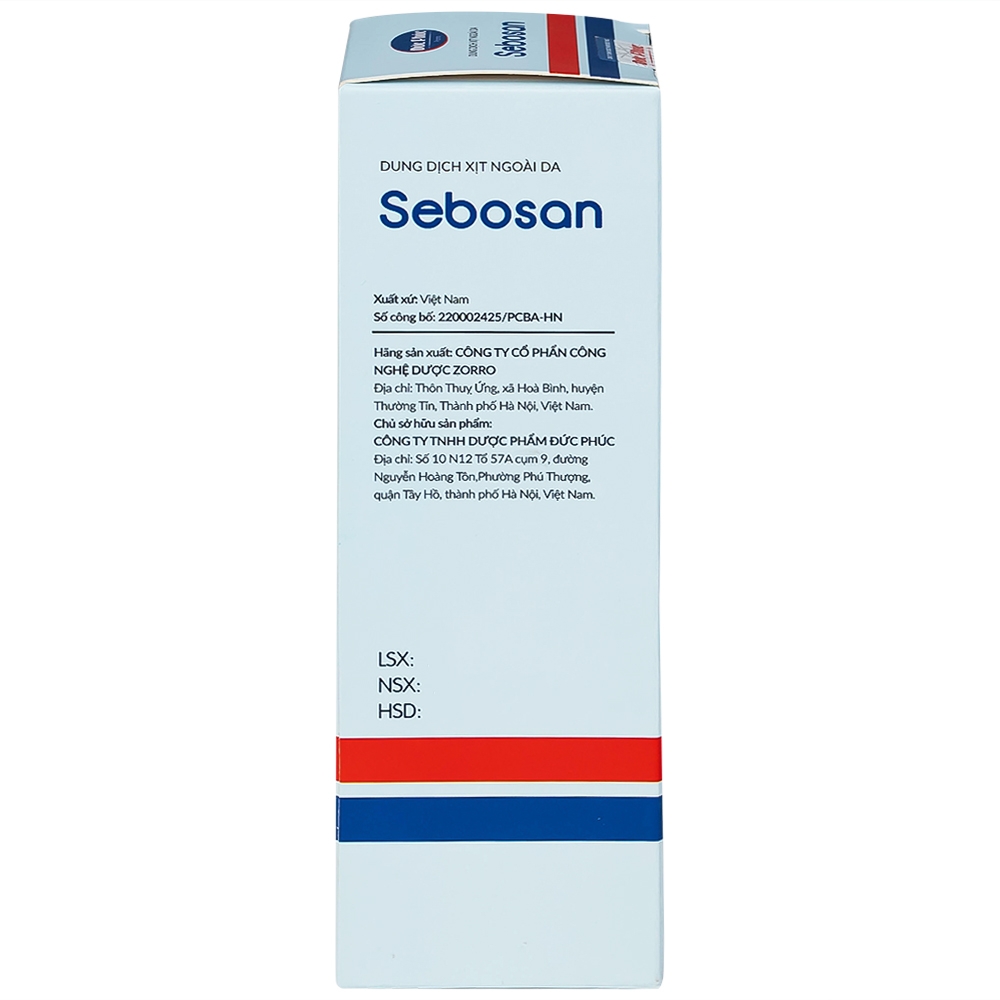 Hình ảnh Dung dịch xịt ngoài da Sebosan 100ml Đức Phúc vệ sinh, làm sạch các loại ký sinh trùng khỏi da