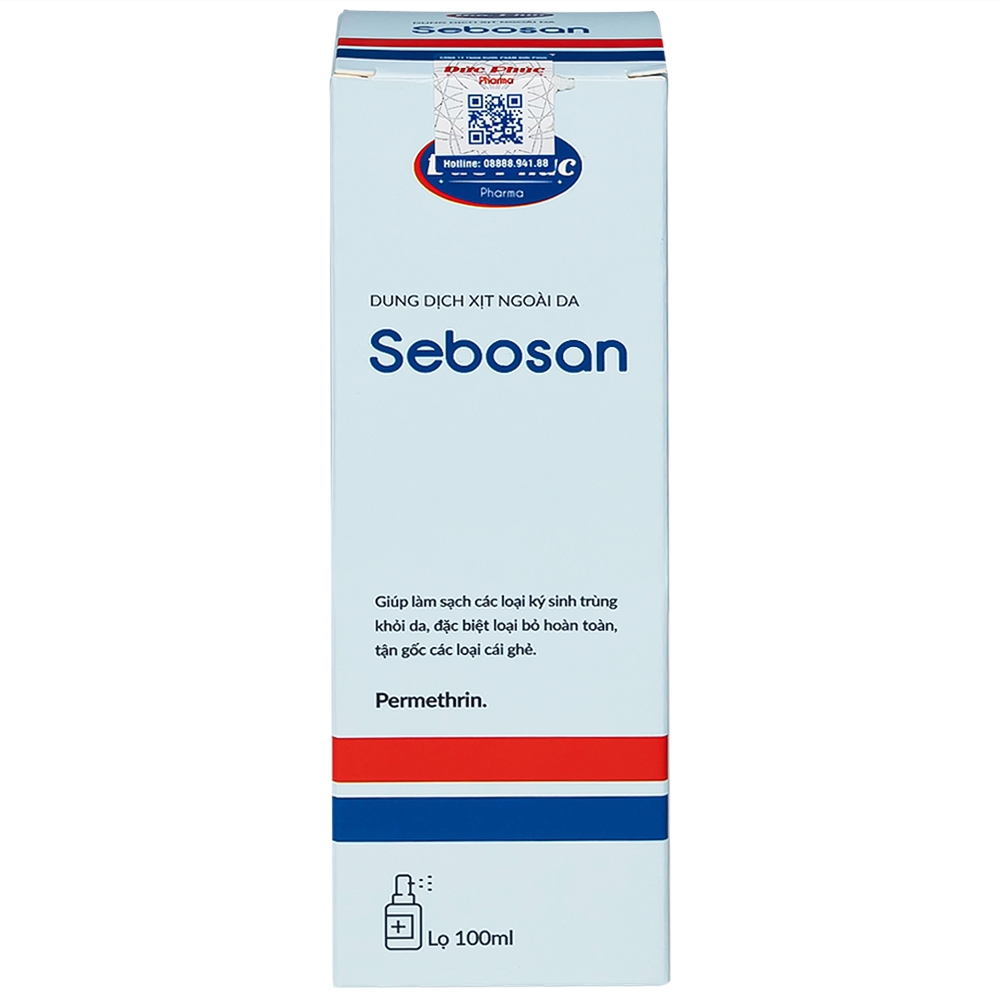 Hình ảnh Dung dịch xịt ngoài da Sebosan 100ml Đức Phúc vệ sinh, làm sạch các loại ký sinh trùng khỏi da