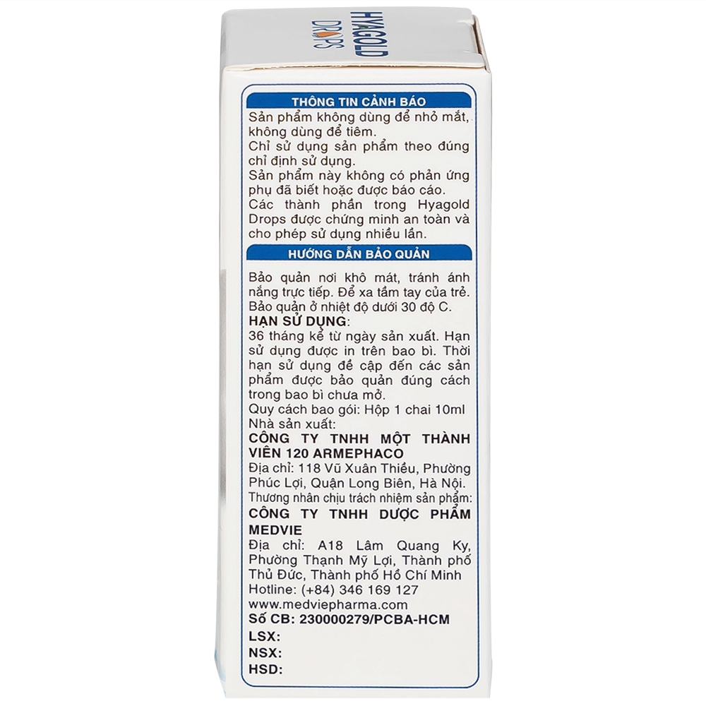 Hình ảnh Dung dịch nhỏ mũi Hyagold Drops 10ml Medvie làm sạch mũi 