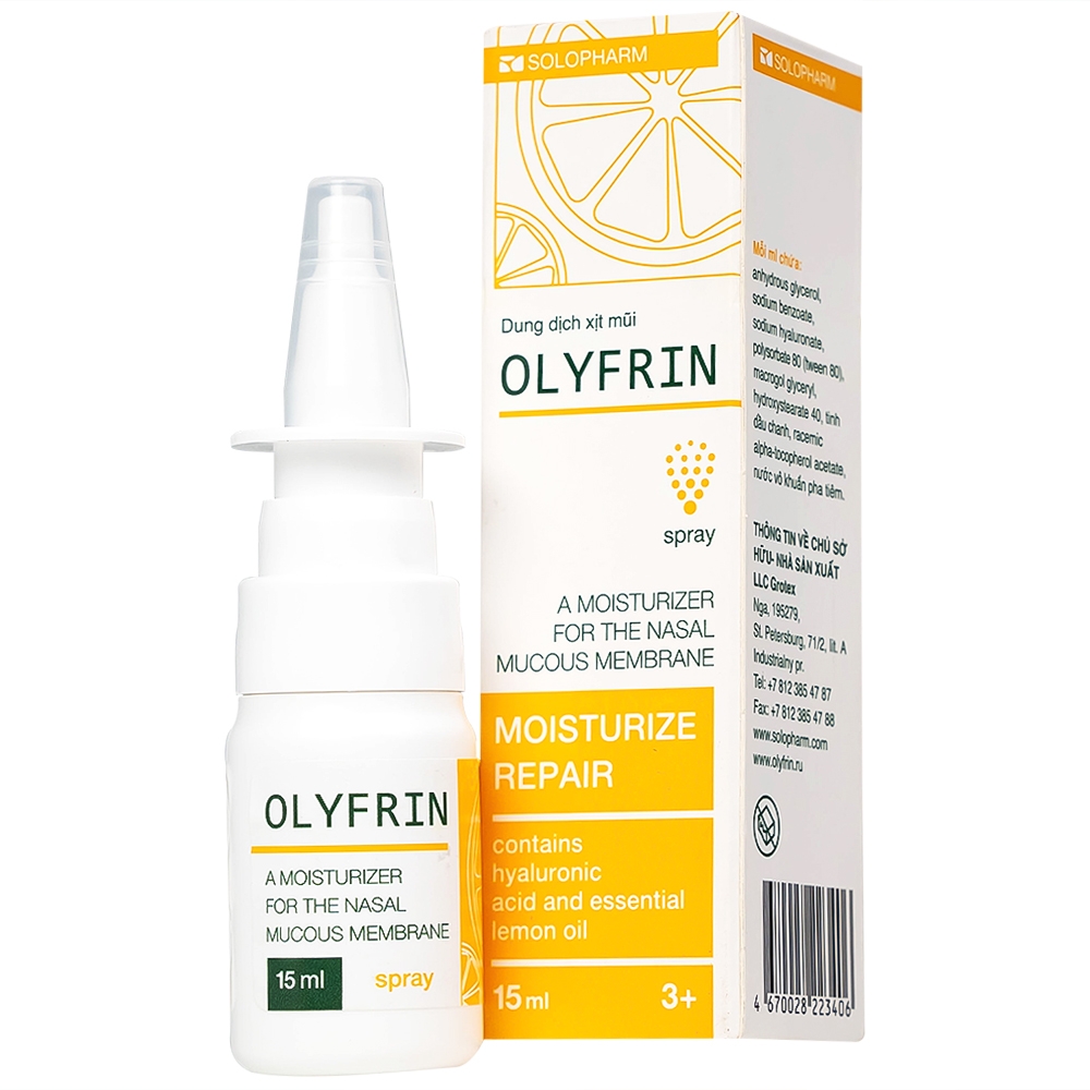 Hình ảnh Dung dịch xịt mũi Olyfrin 15ml Solopharm loại bỏ các dịch mũi thừa 