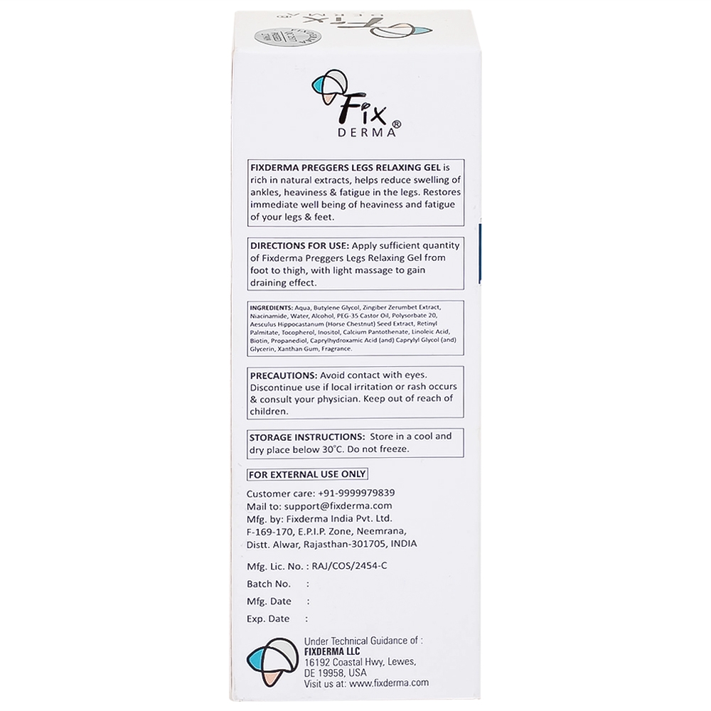 Hình ảnh Gel Preggers Leg Relaxing 60g Fixderma dưỡng ẩm, giảm chuột rút, phù nề, giãn tĩnh mạch chân cho bà bầu
