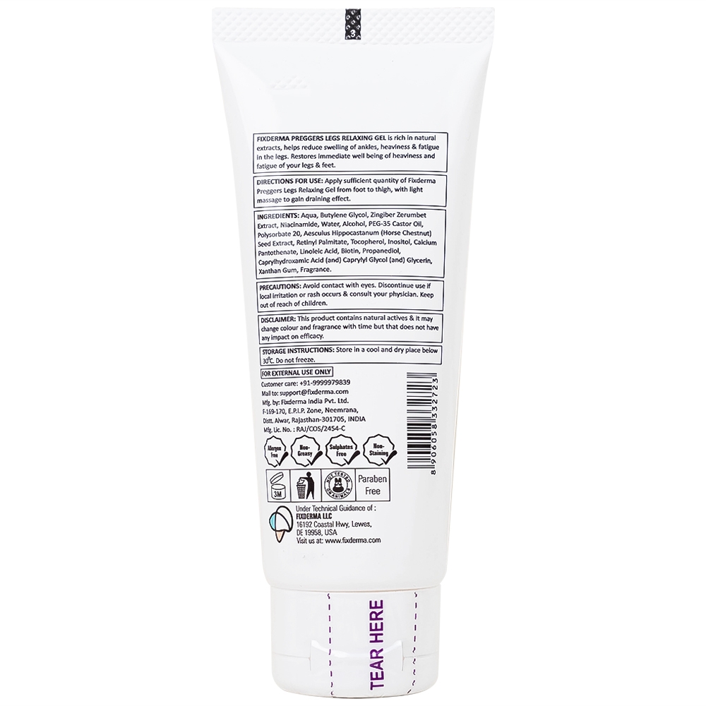 Hình ảnh Gel Preggers Leg Relaxing 60g Fixderma dưỡng ẩm, giảm chuột rút, phù nề, giãn tĩnh mạch chân cho bà bầu
