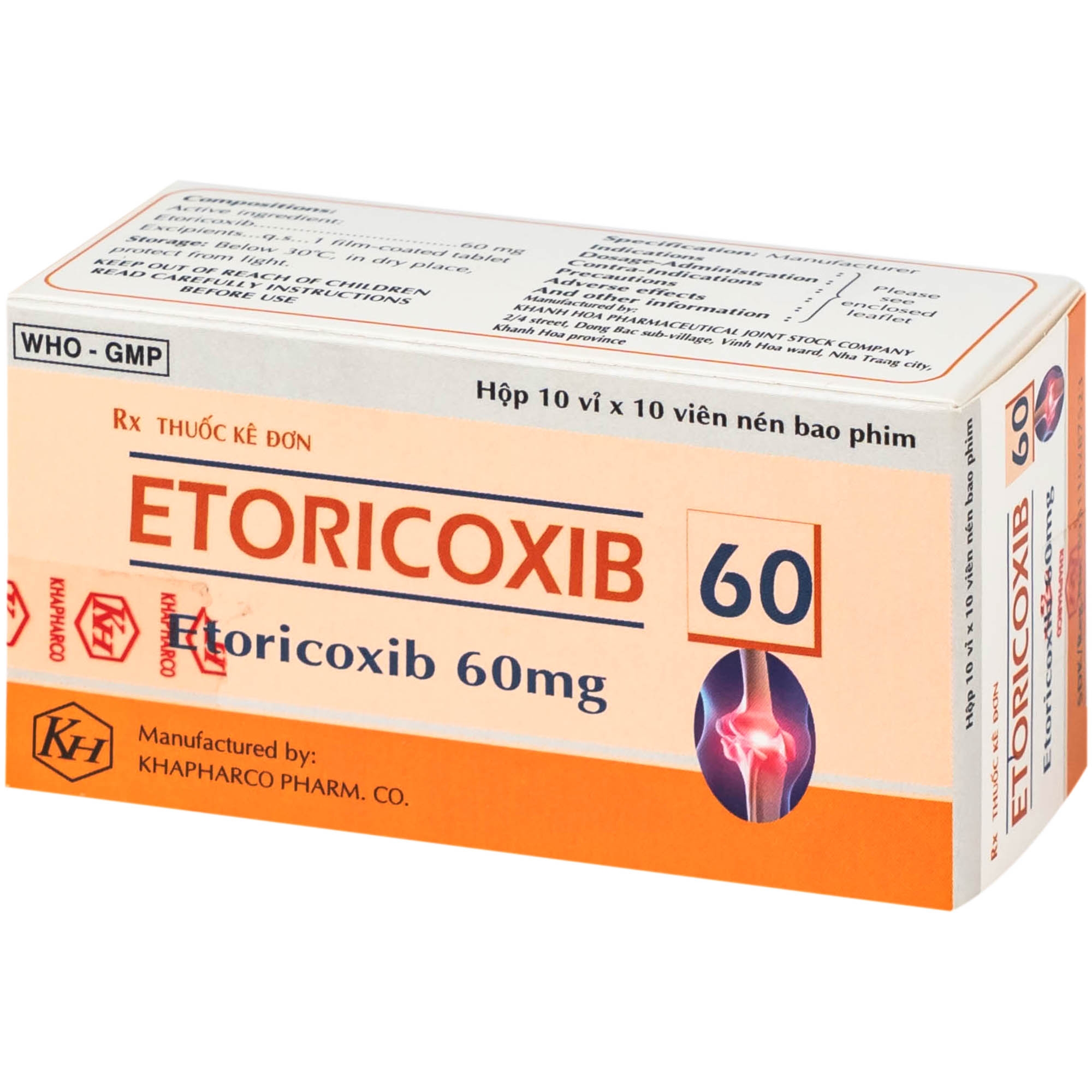 Hình ảnh Thuốc Etoricoxib Khapharco 60mg điều trị viêm khớp (10 vỉ 10 viên)