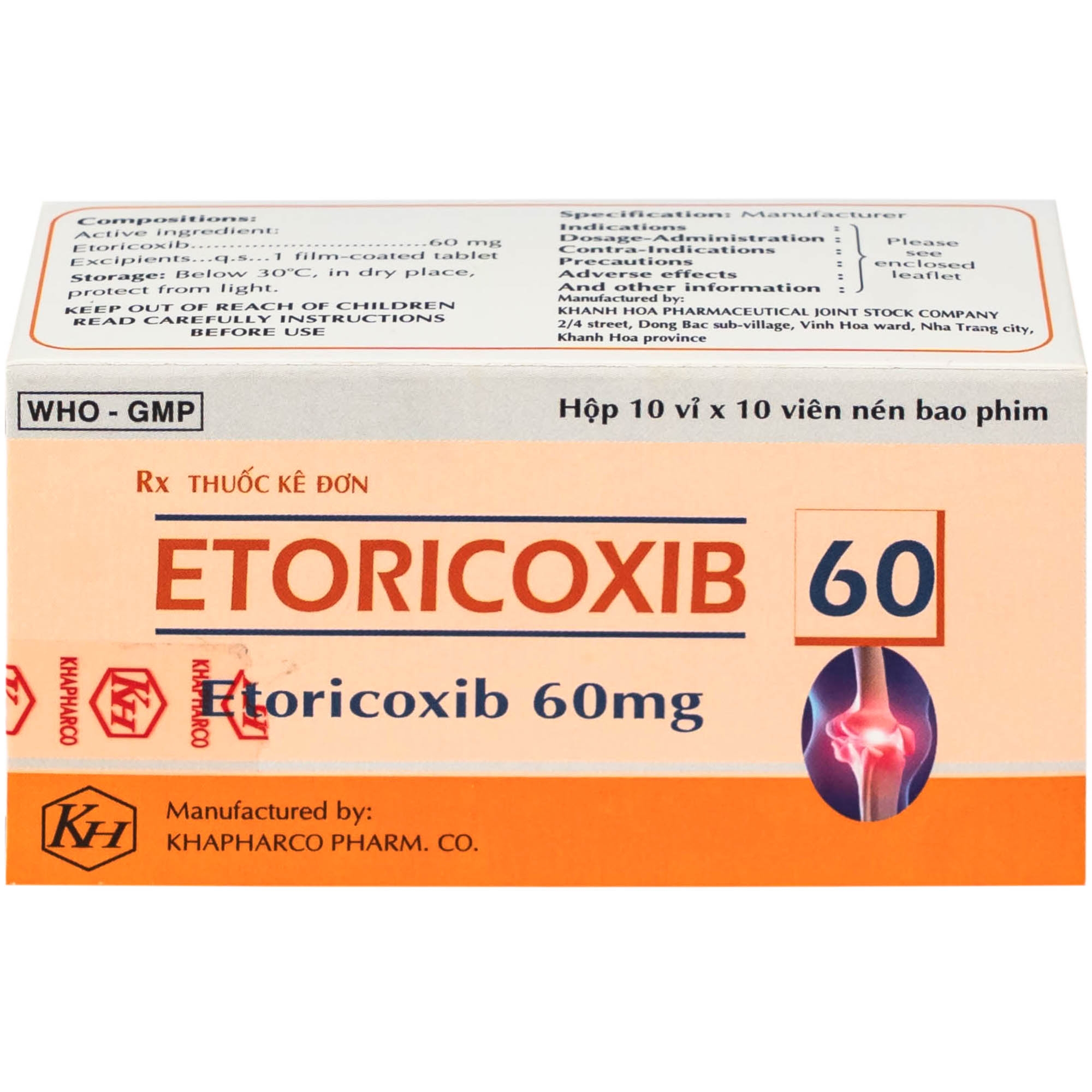 Hình ảnh Thuốc Etoricoxib Khapharco 60mg điều trị viêm khớp (10 vỉ 10 viên)