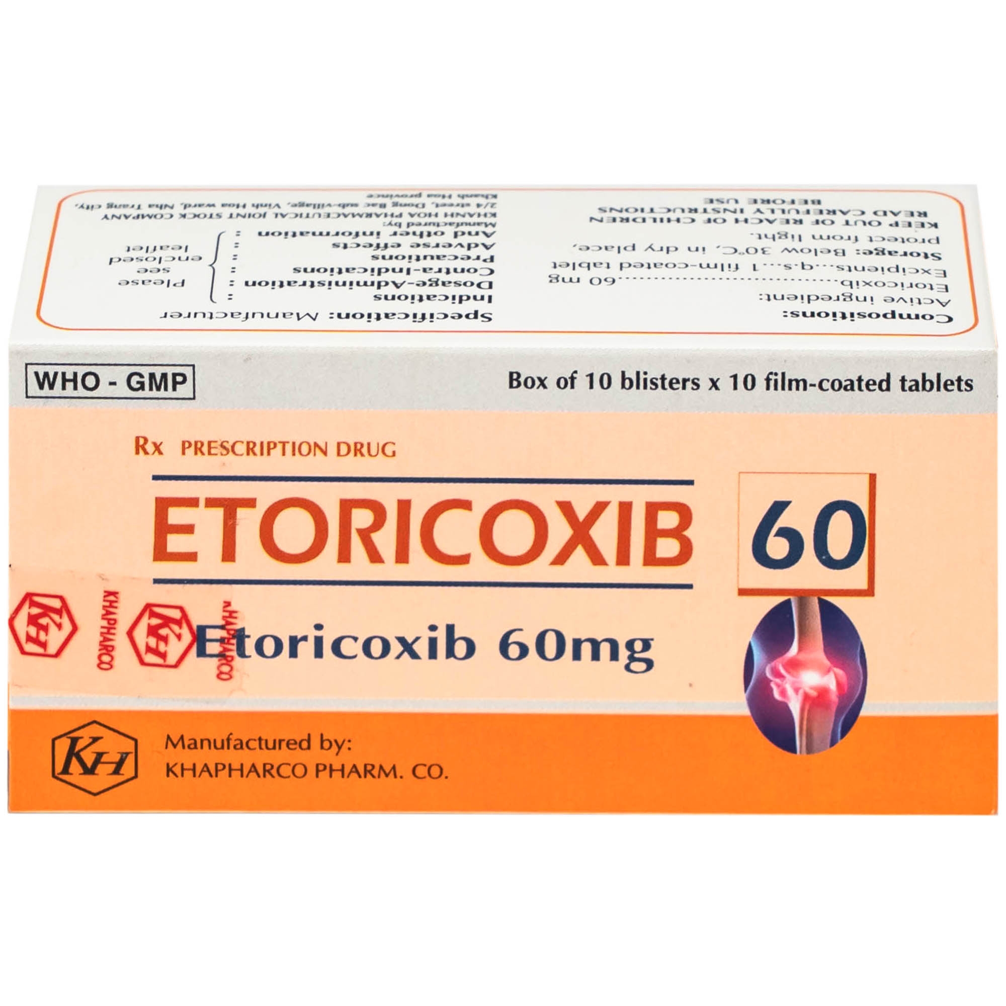 Hình ảnh Thuốc Etoricoxib Khapharco 60mg điều trị viêm khớp (10 vỉ 10 viên)