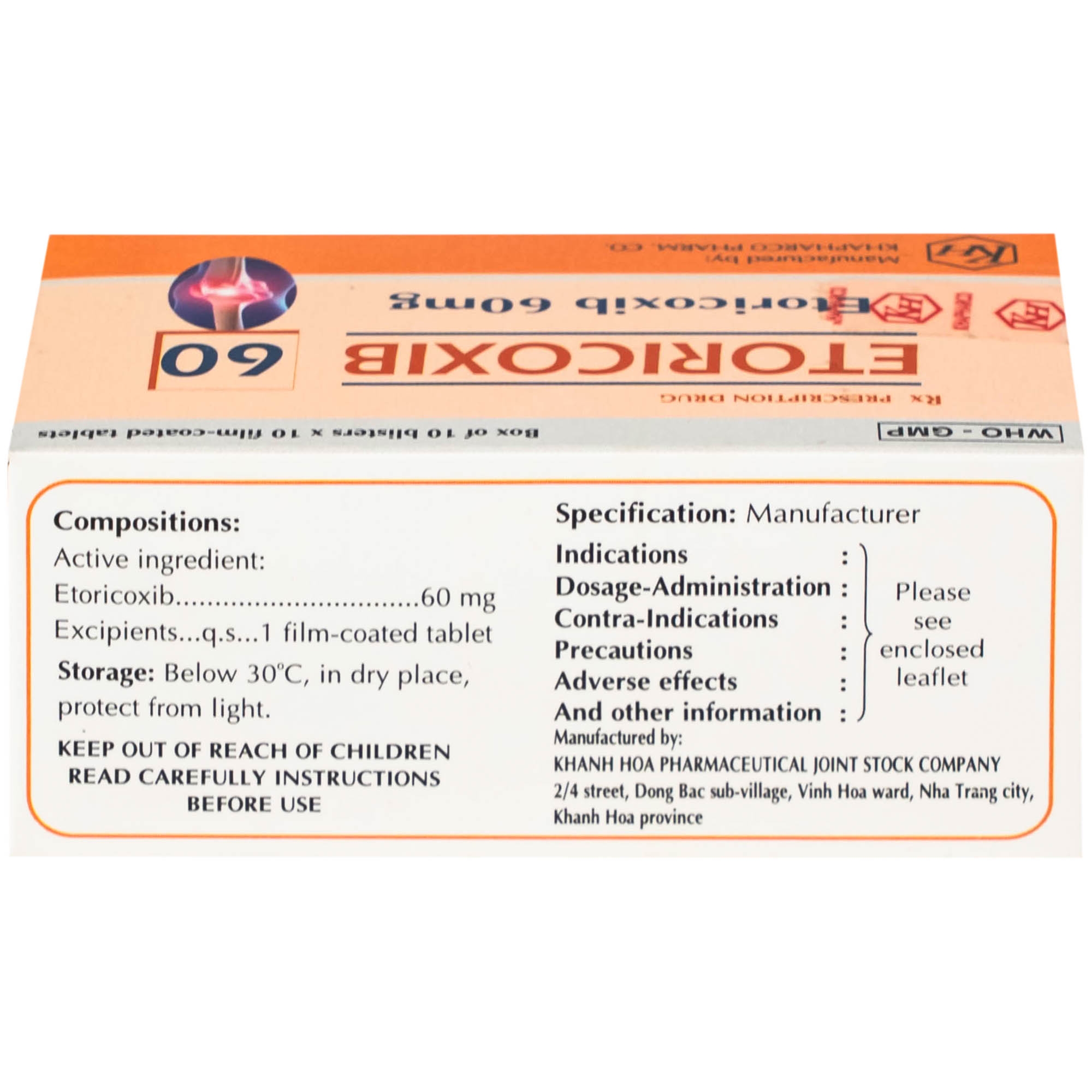 Hình ảnh Thuốc Etoricoxib Khapharco 60mg điều trị viêm khớp (10 vỉ 10 viên)